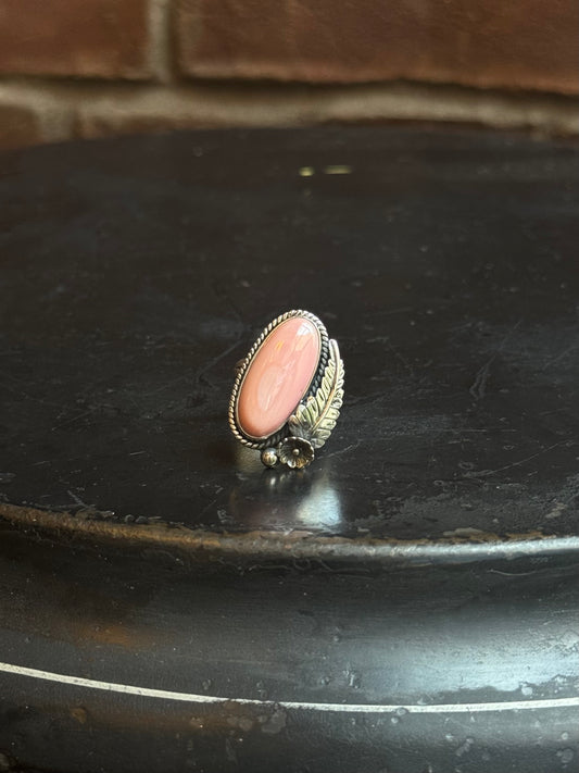 Pink Conch Leaf Ring | 925 Sterling Silver | Size 7 C230