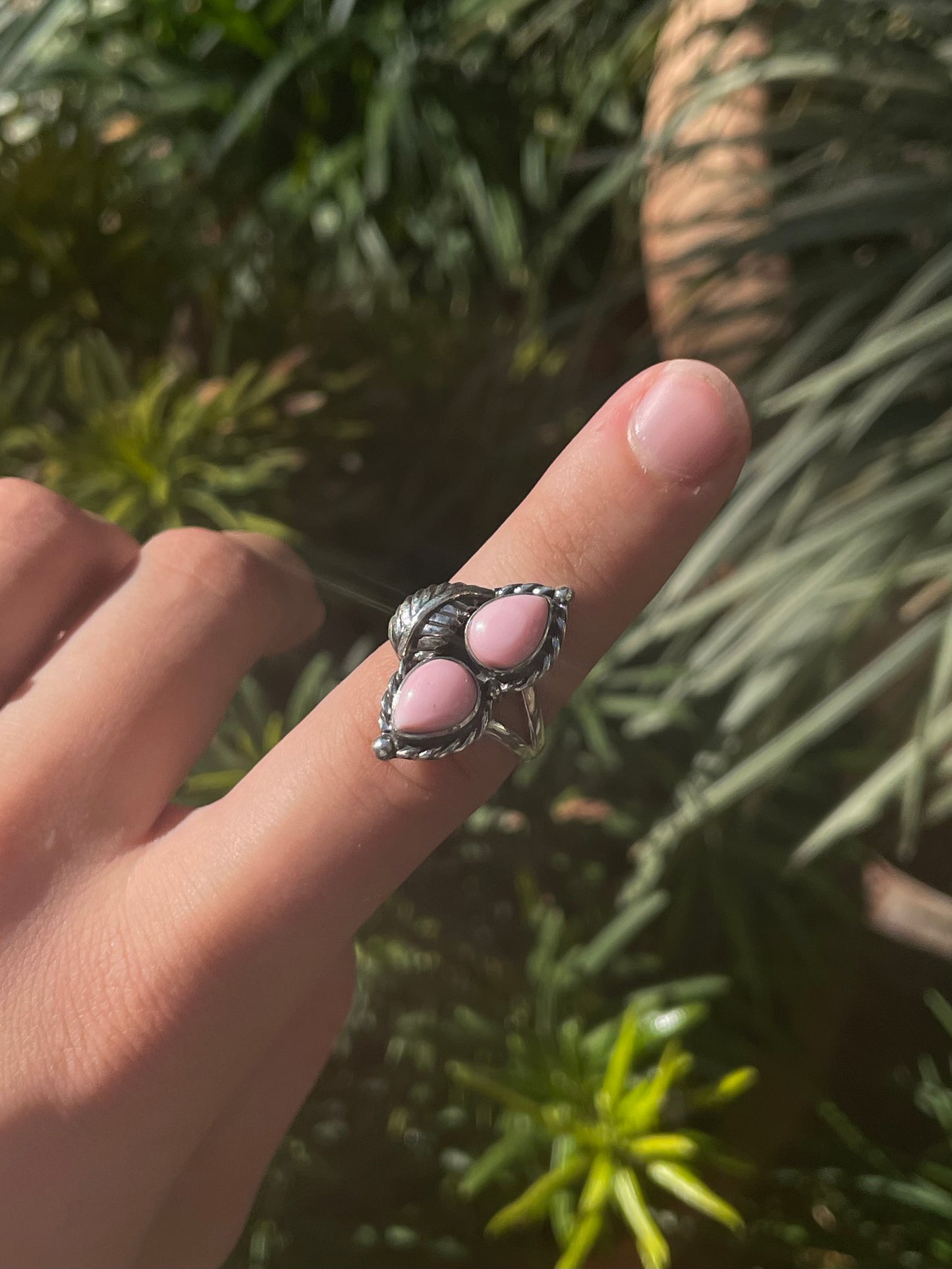 Pink Conch Leaf Ring Size 8 | 925 Sterling Silver C873