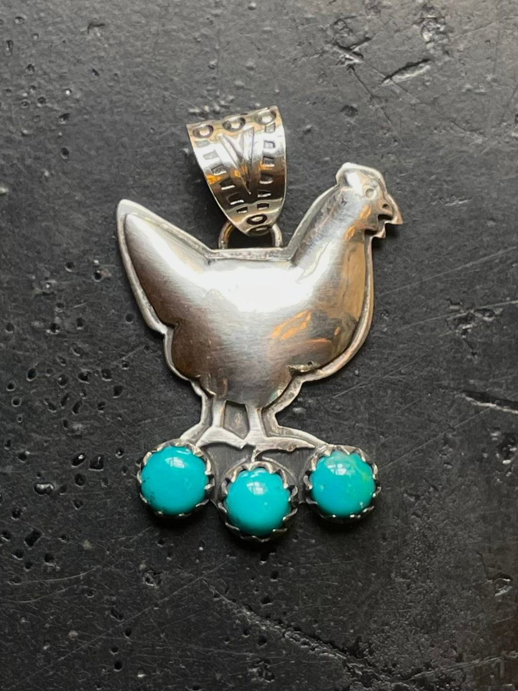 Turquoise Chicken Pendant | 925 Sterling Silver E512