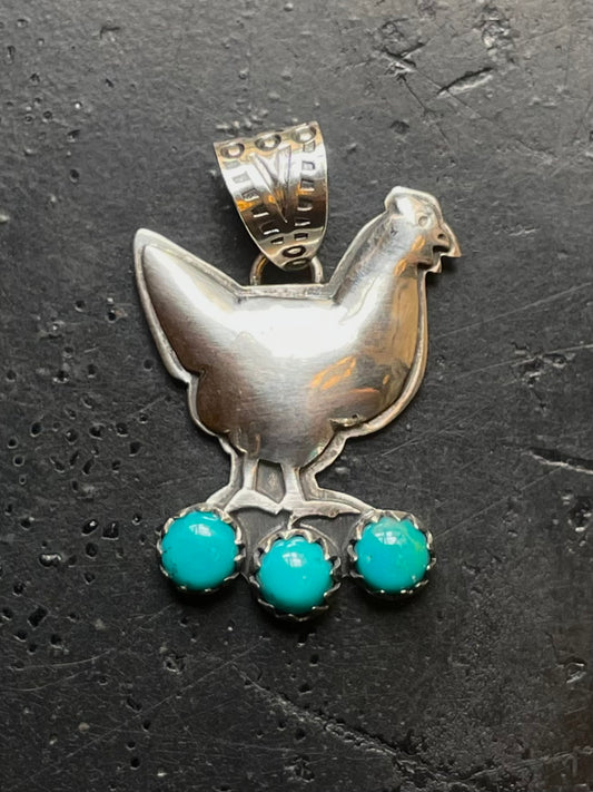 Turquoise Chicken Pendant | 925 Sterling Silver E512