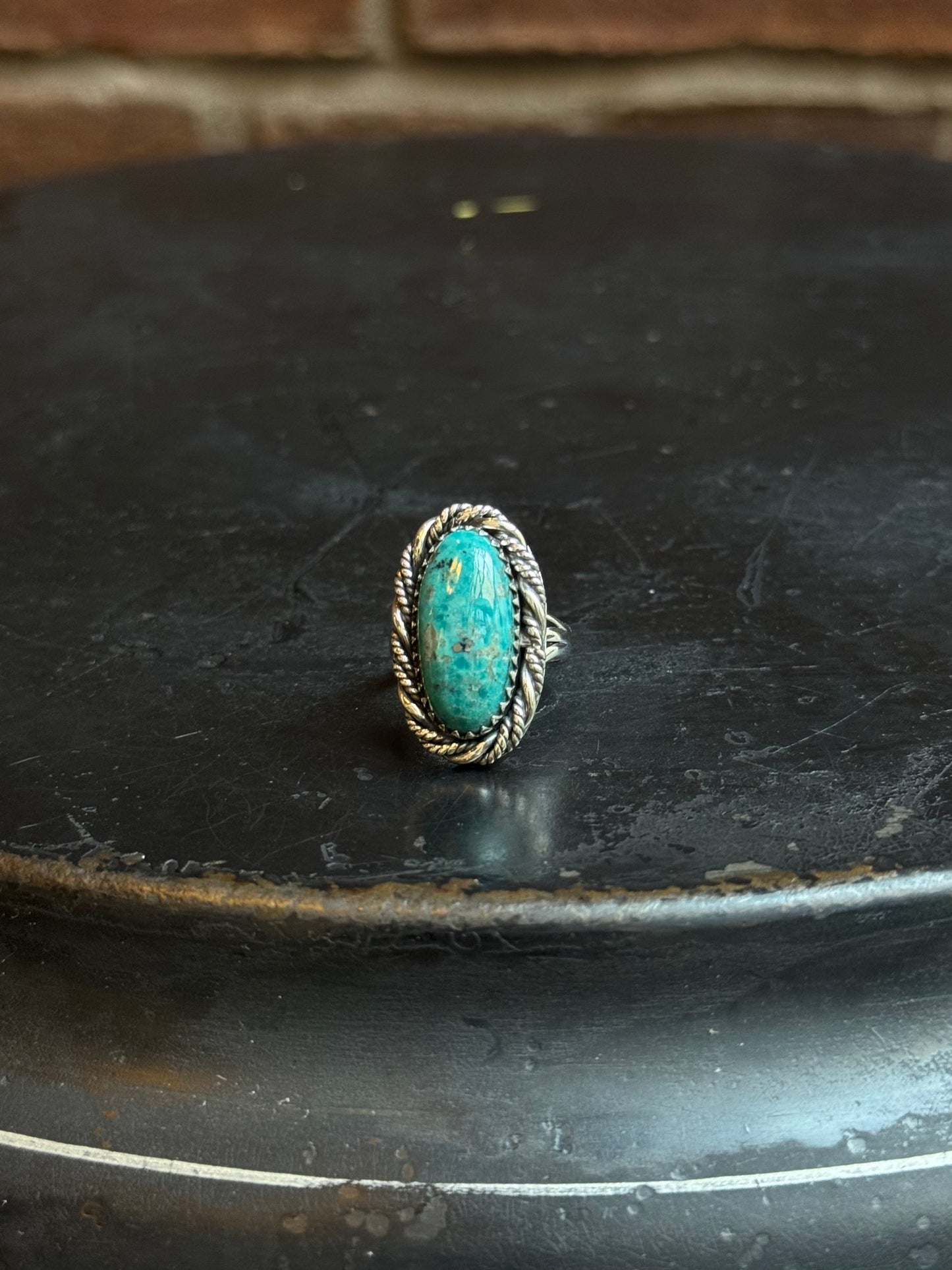 Turquoise Oval Ring | Sterling Silver | Size 6 | C144