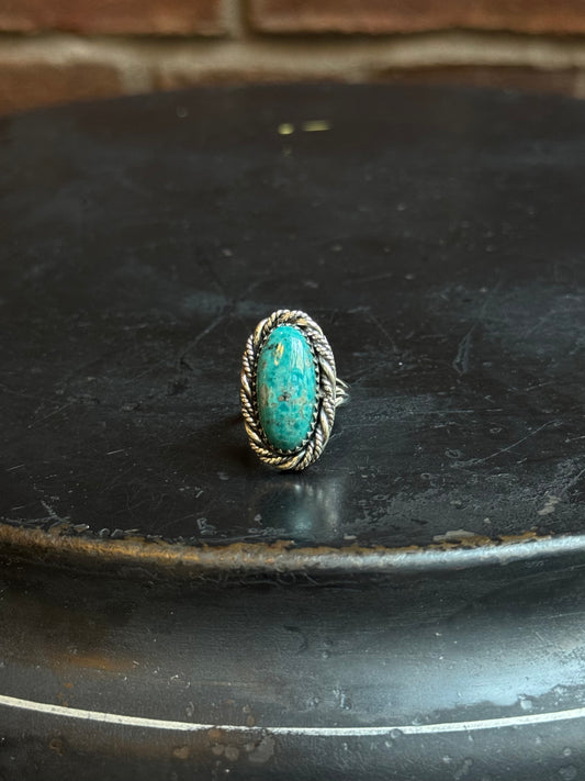 Turquoise Oval Ring | Sterling Silver | Size 6 | C144