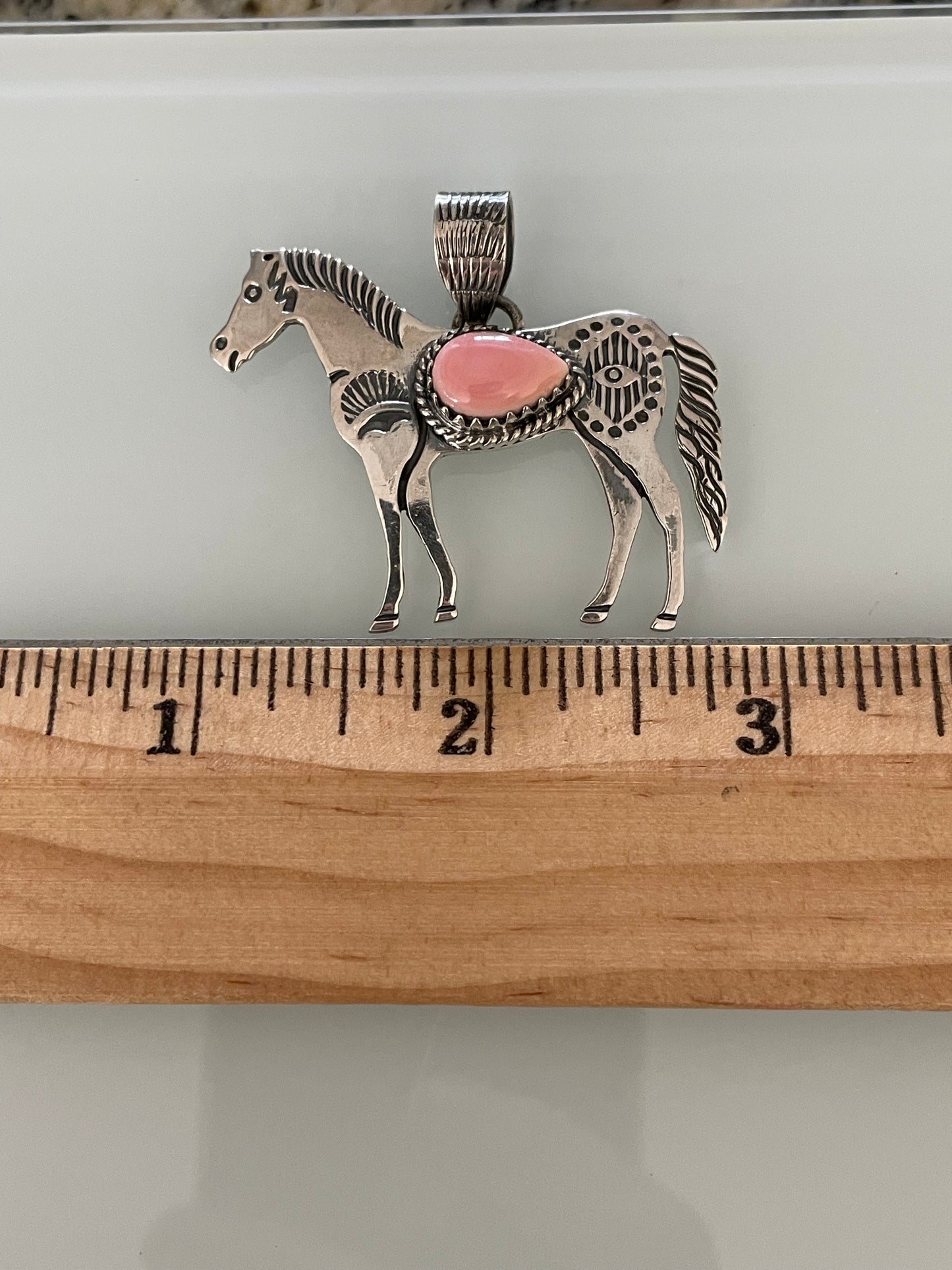 Pink Conch Horse Pendant | 925 Sterling Silver E261