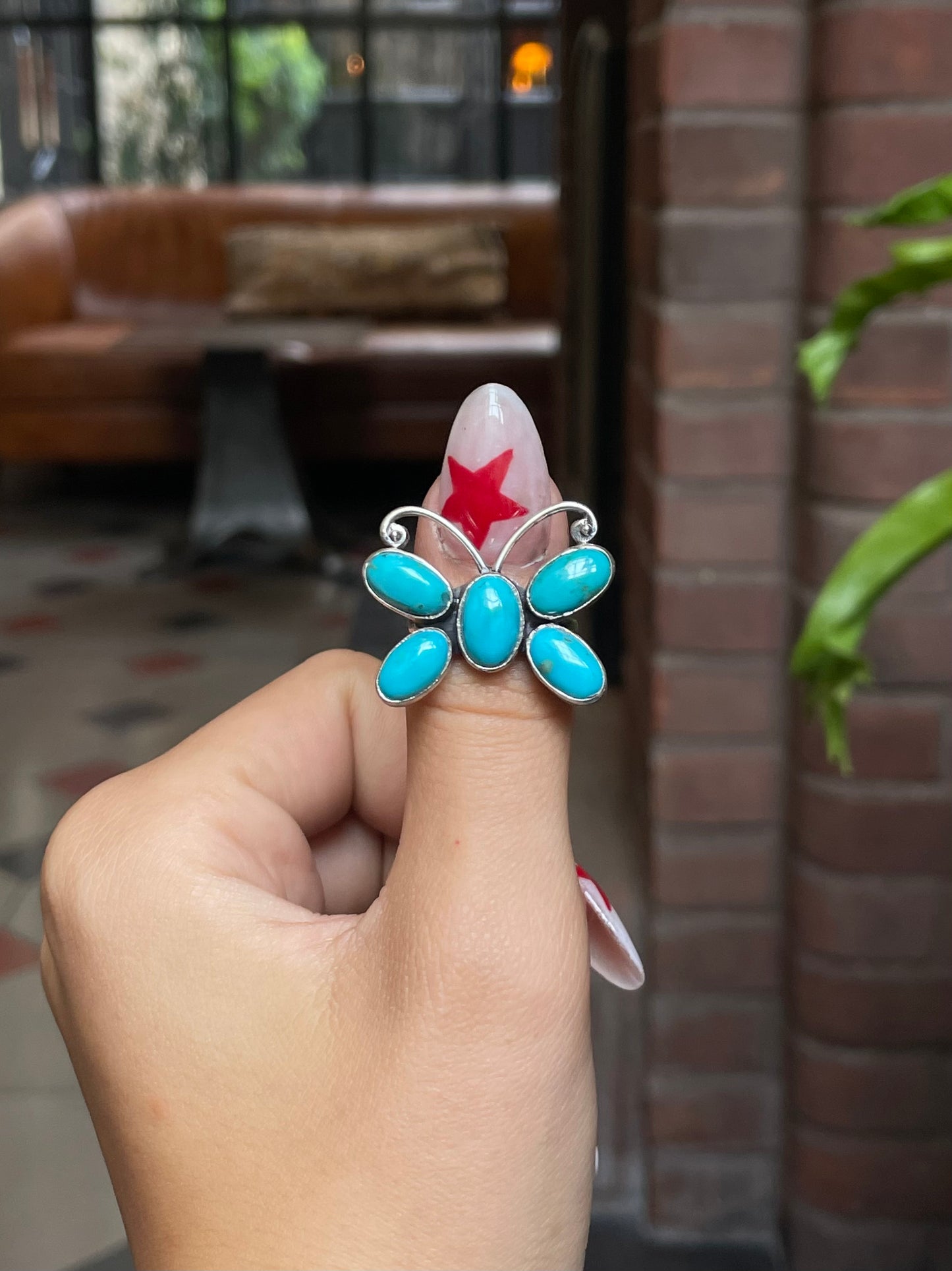 Kingman Turquoise Butterfly Ring Size 8 | 925 Sterling Silver G481