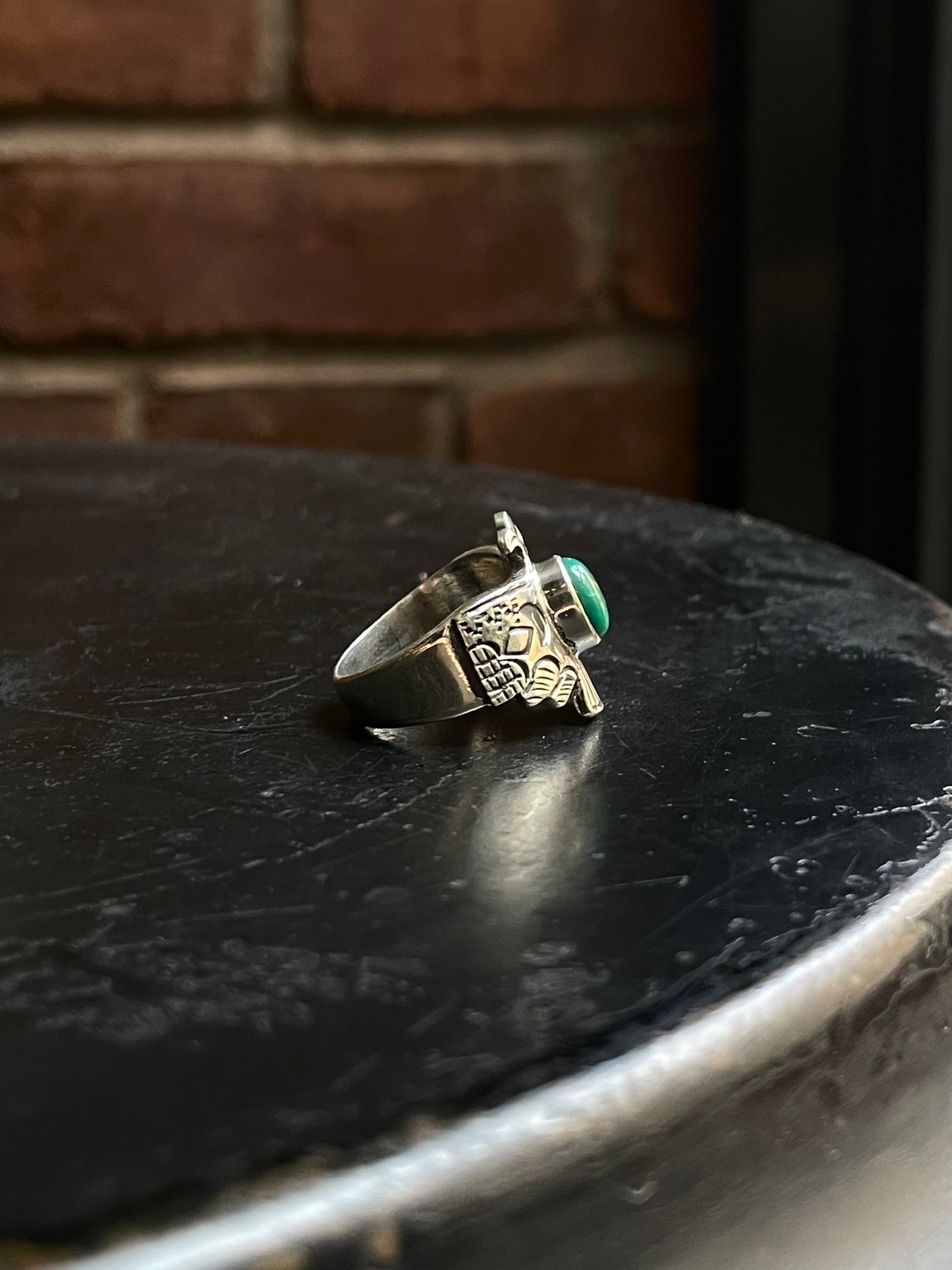 Kingman Turquoise Thunderbird Ring | 925 Sterling Silver | Size 6.75 E307