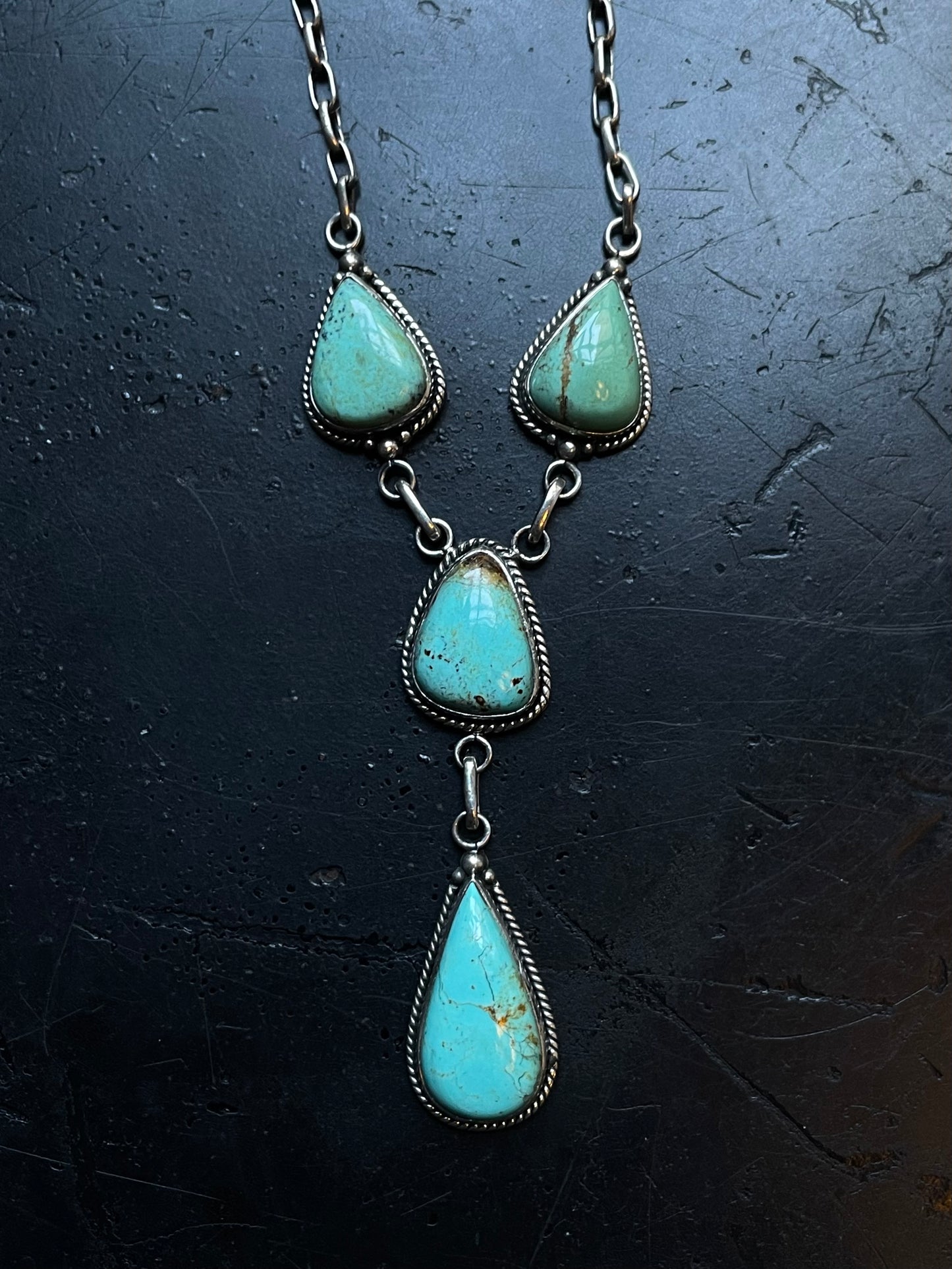 Kingman Turquoise Lariat Necklace | 925 Sterling Silver E351