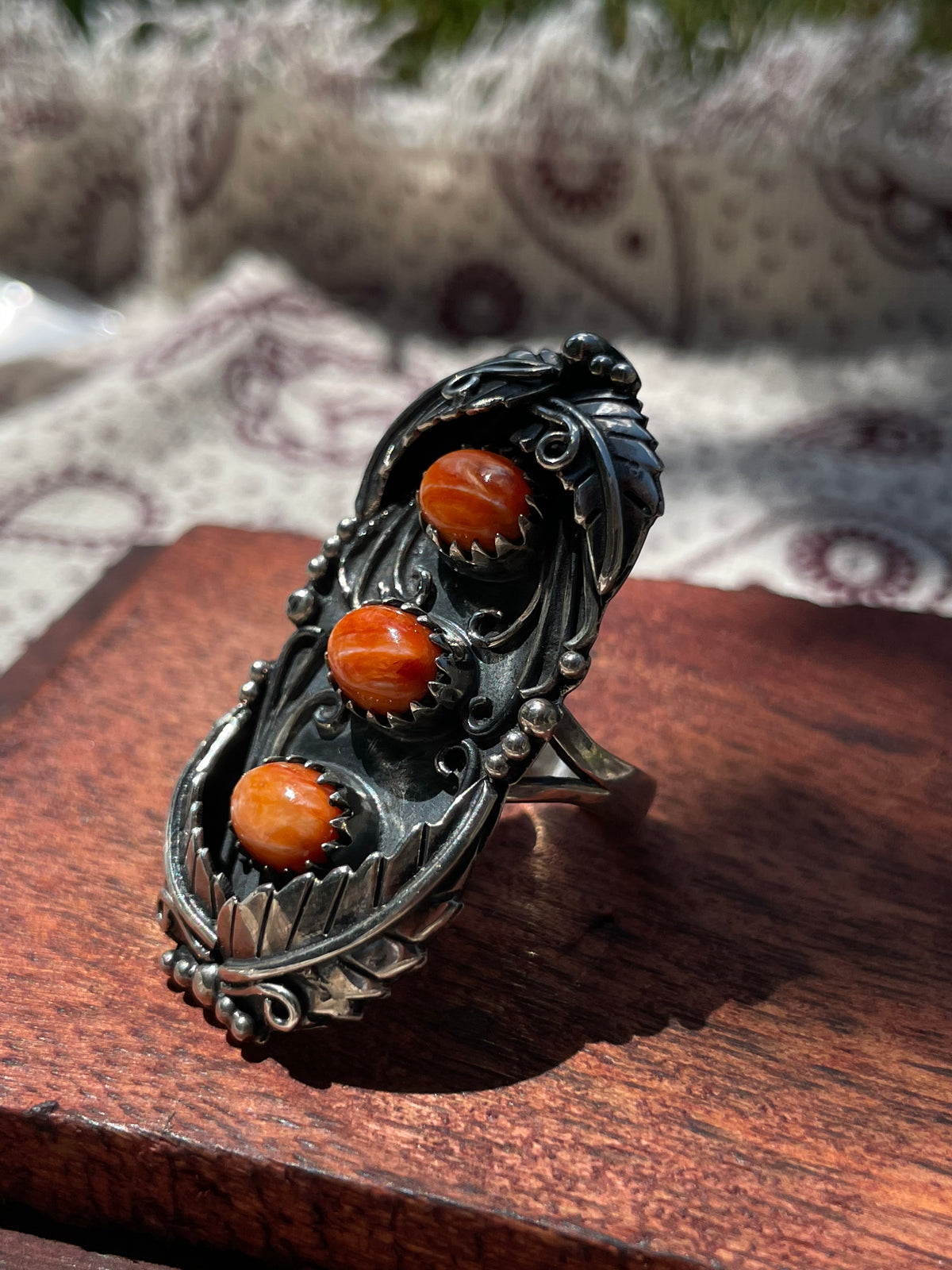 Spiny Oyster Feather Ring Size 8.75 | 925 Sterling Silver D311