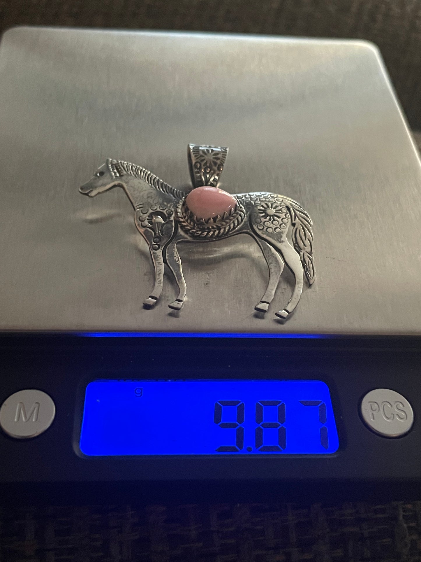 Pink Conch Horse Pendant | Sterling Silver 925