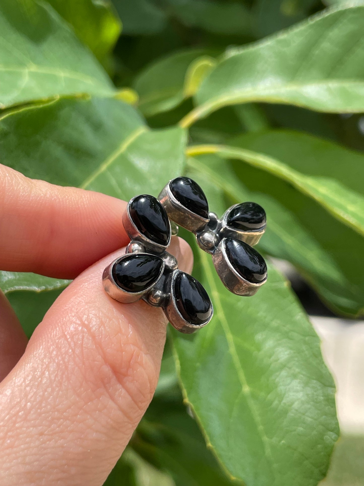 Black Onyx Stud Earrings | 925 Sterling Silver D193