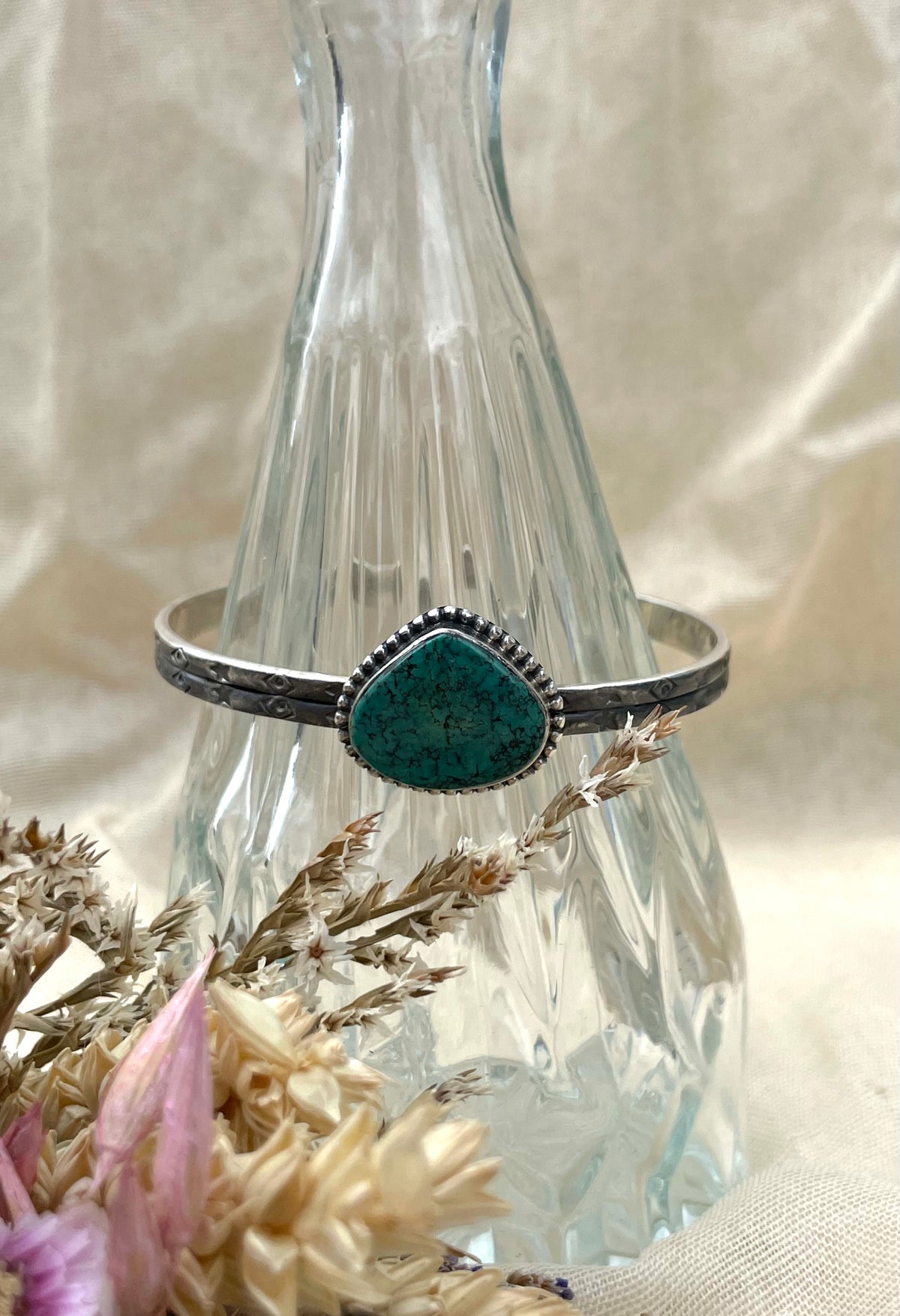 Turquoise Teardrop Cuff Bracelet | 925 Sterling Silver D279