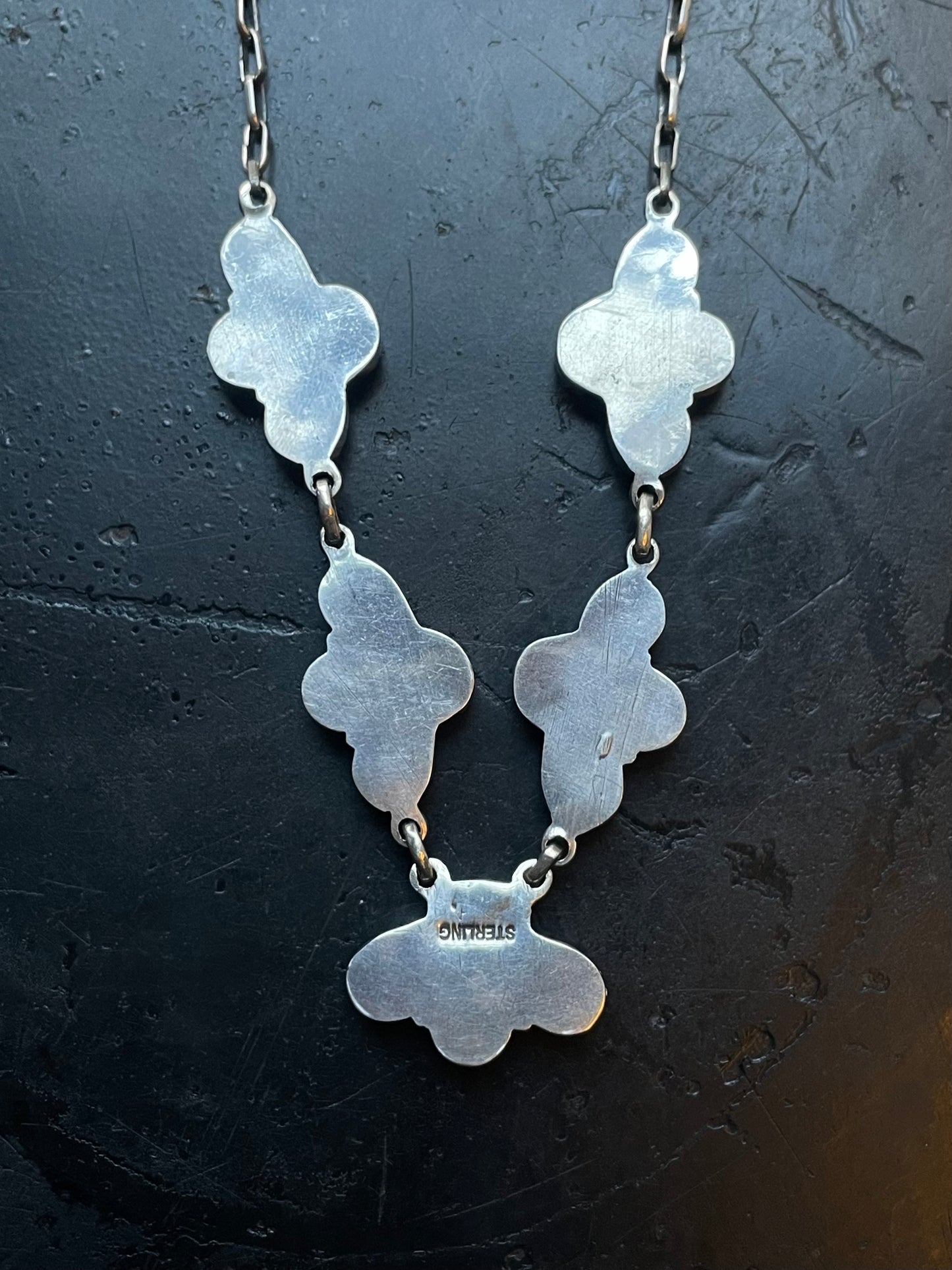 Pink Conch Necklace | Floral Cluster Link | 925 Silver E564