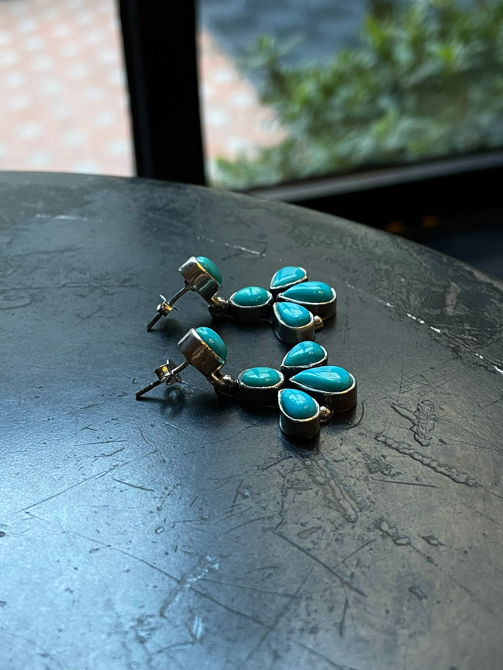 Kingman Turquoise Drop Earrings | 925 Sterling Silver E411