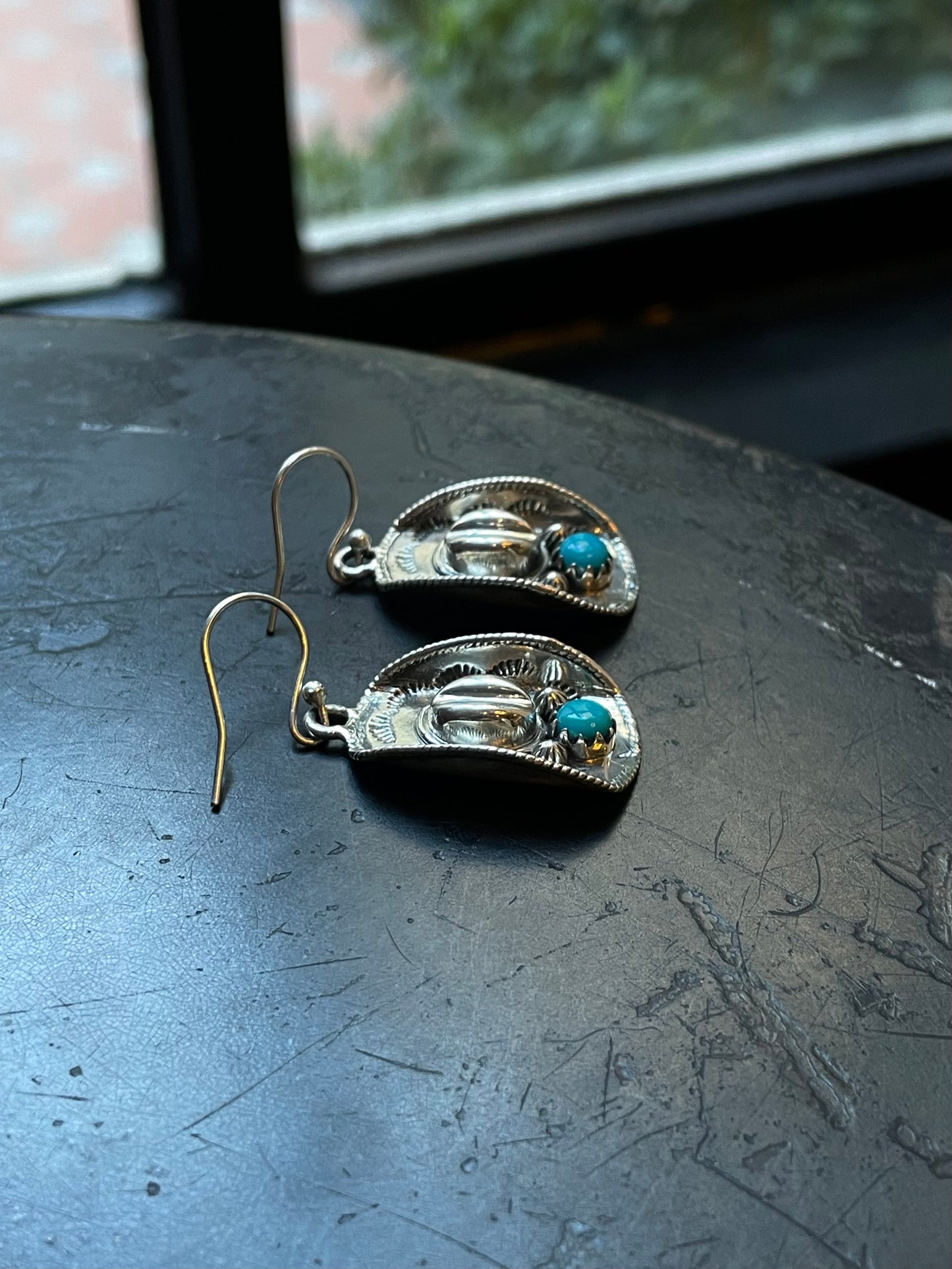 Turquoise Cowboy Hat Earrings | 925 Sterling Silver Hook E396