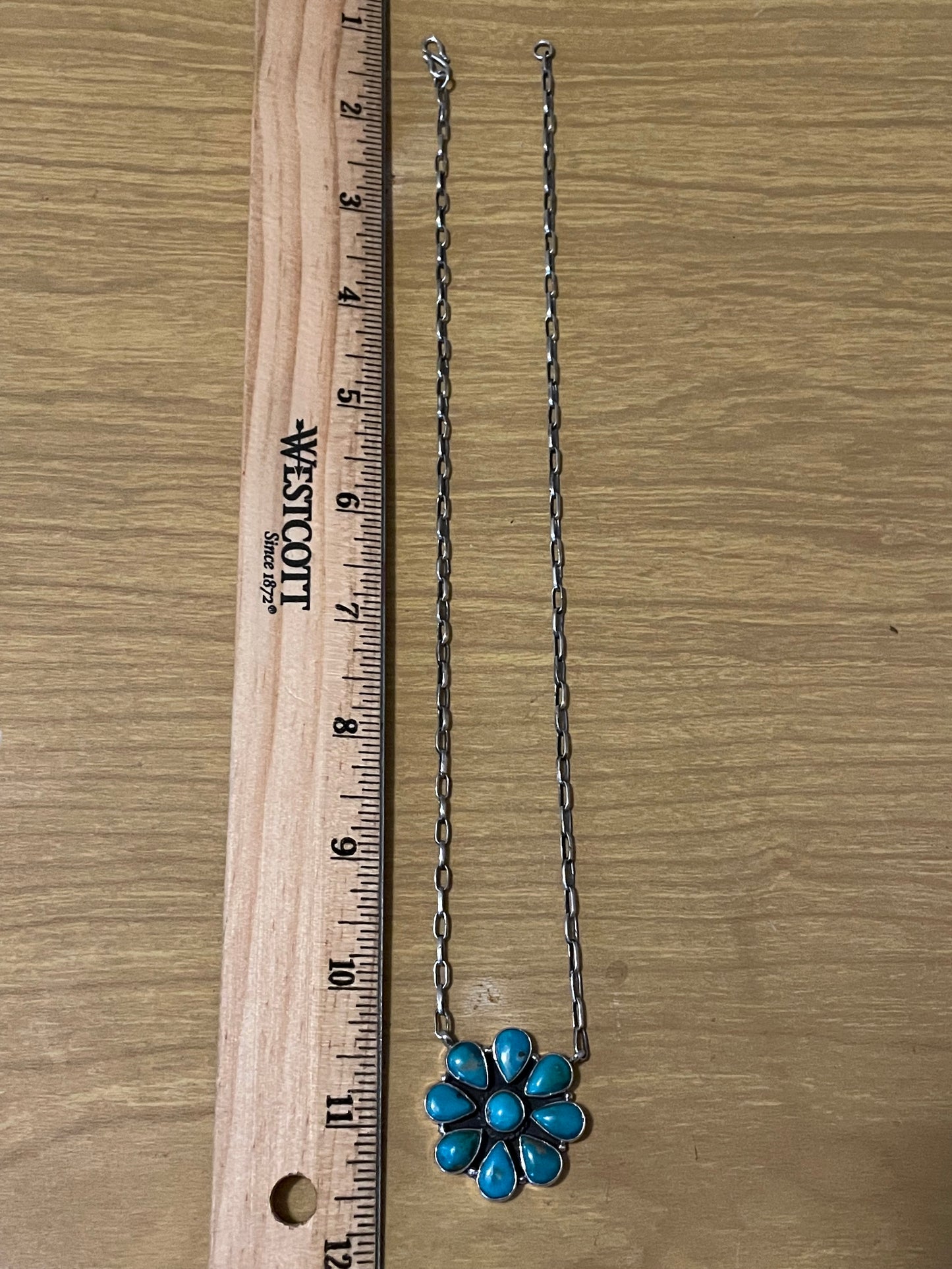 Kingman Turquoise Flower Necklace | 925 Sterling Silver G396