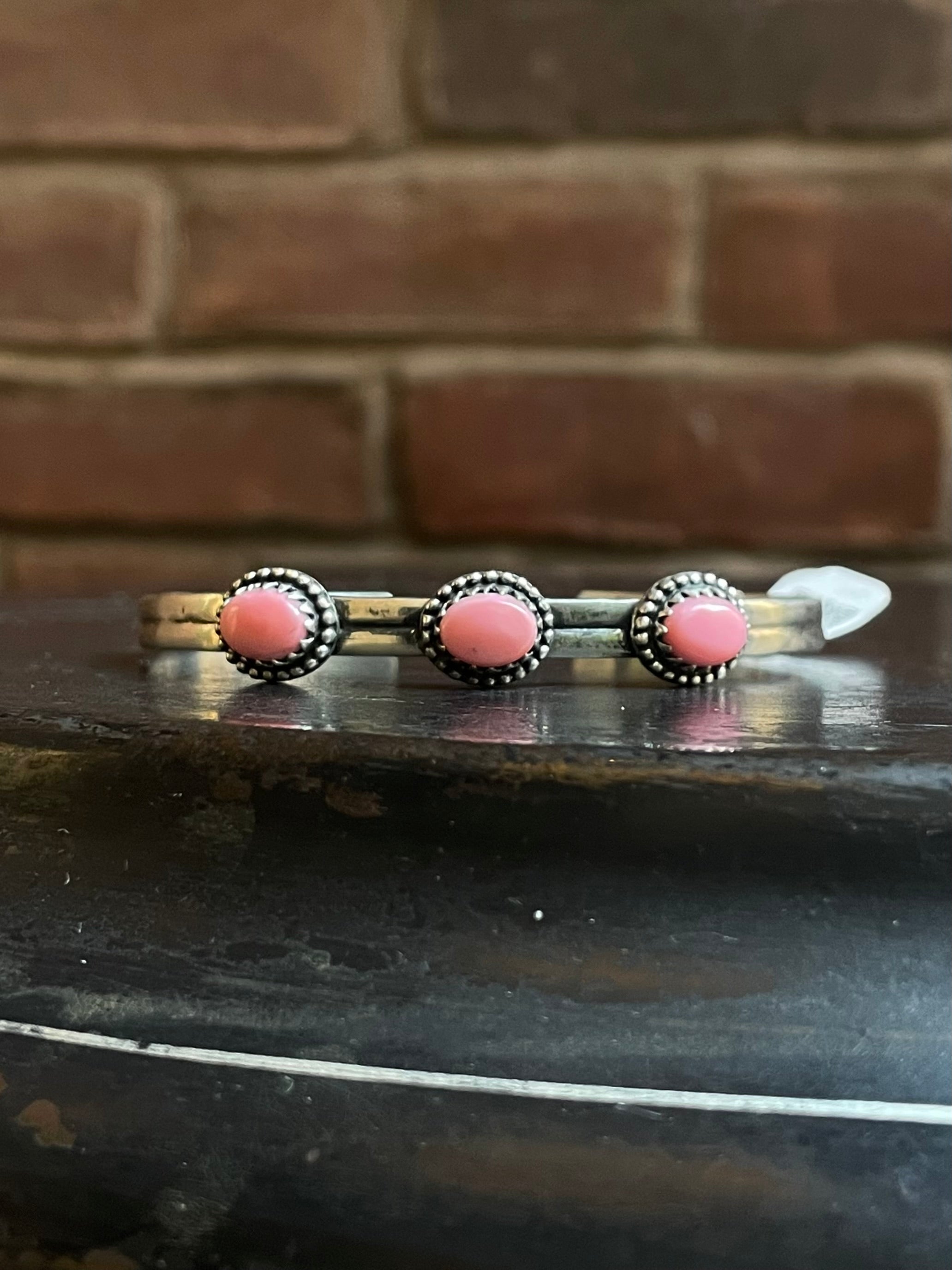 Pink Conch Cuff Bracelet | Sterling Silver | A779