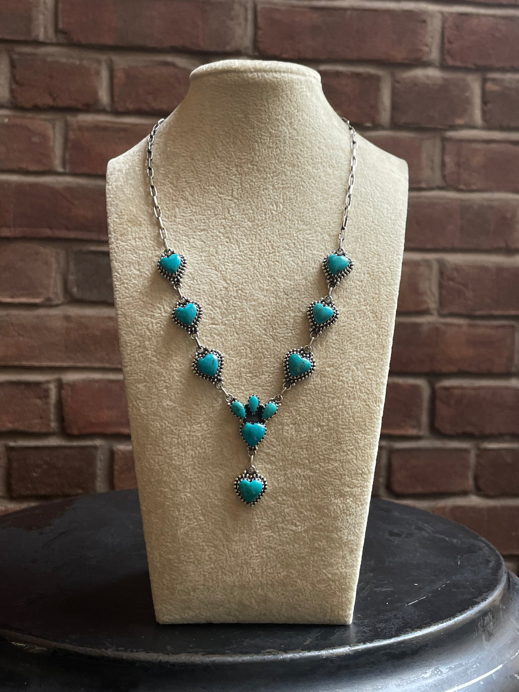 Kingman Turquoise Heart Naja Necklace | 925 Sterling Silver E619