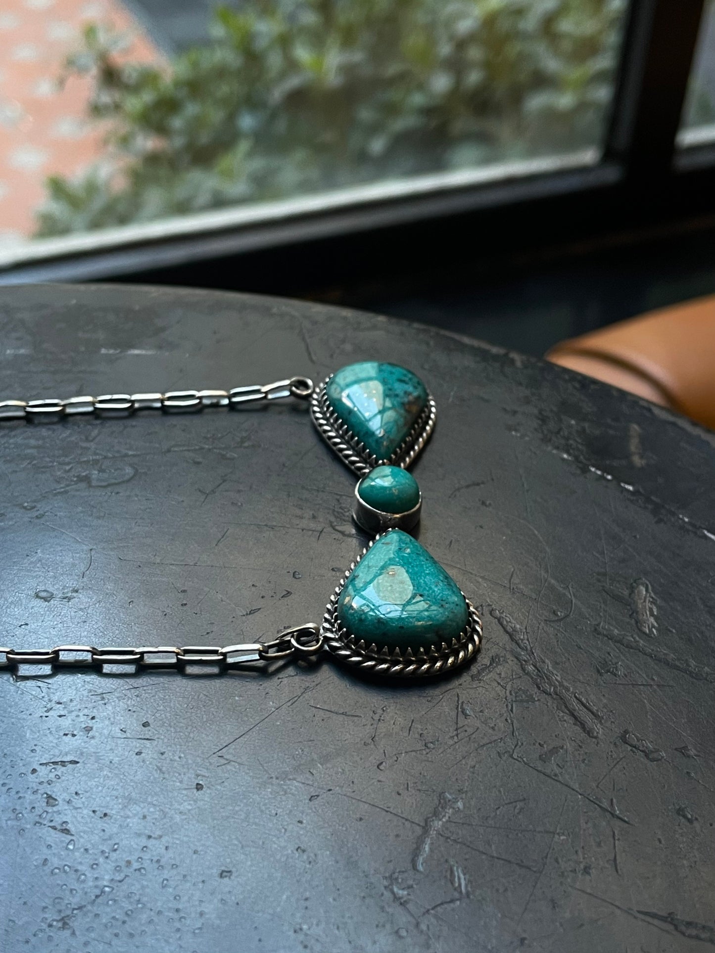 Kingman Turquoise Bar Necklace | Bow Style Center | 925 Silver E624