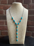 Kingman Turquoise Drop Lariat Necklace | 925 Sterling Silver G597