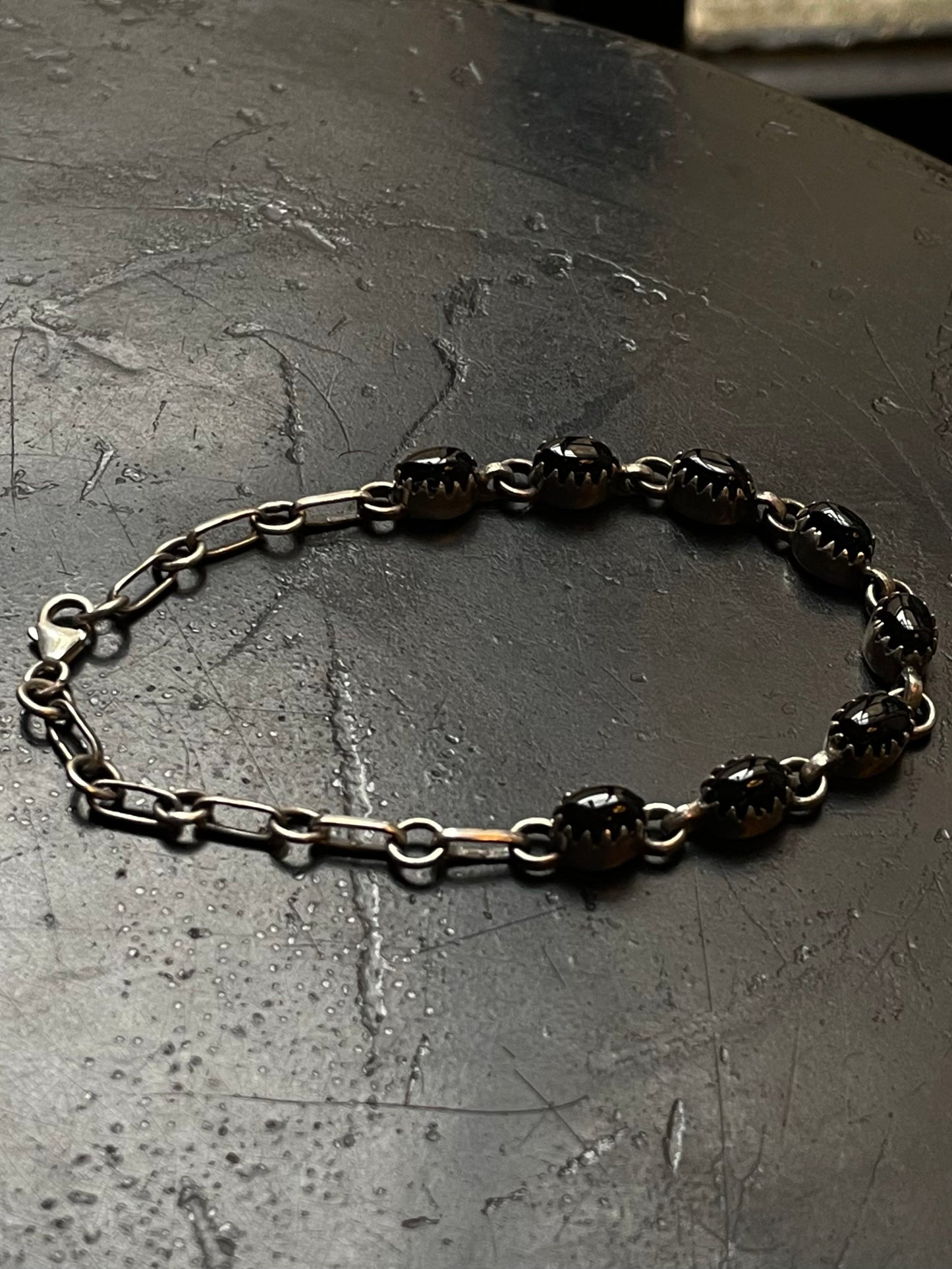 Black Onyx Link Bracelet | Sterling Silver G331