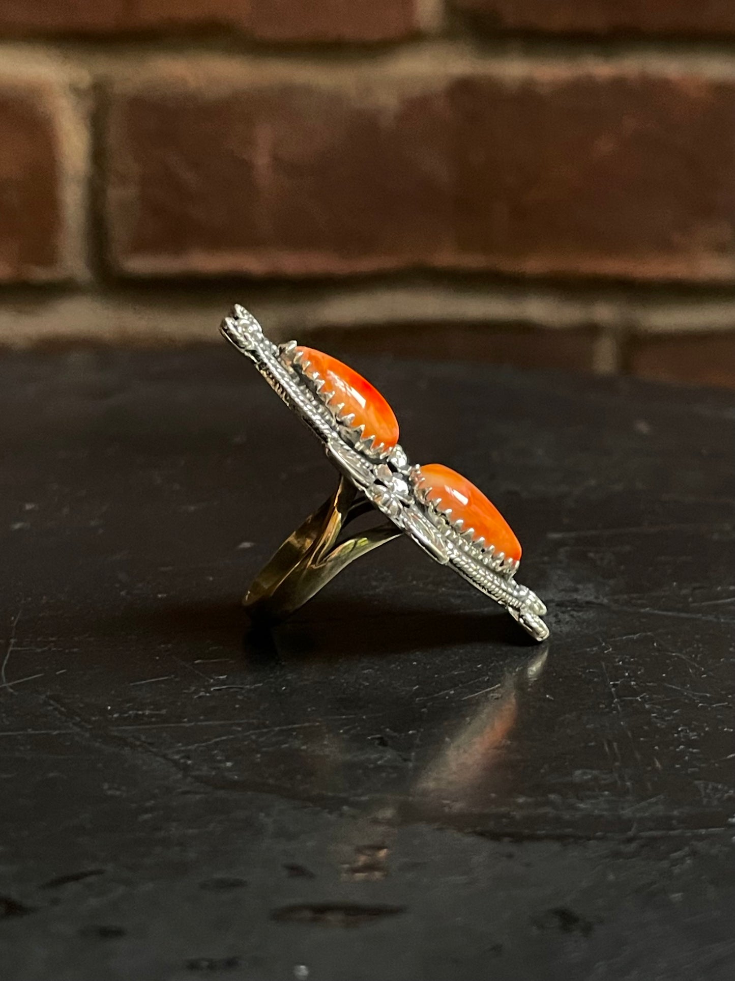 Spiny Oyster Tear Drop Ring Size 7 | 925 Sterling Silver G214