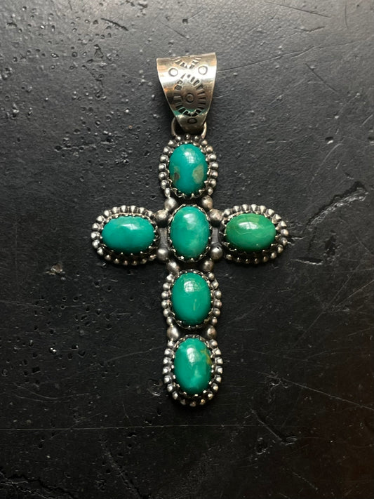 Turquoise Cross Pendant | 925 Sterling Silver E704