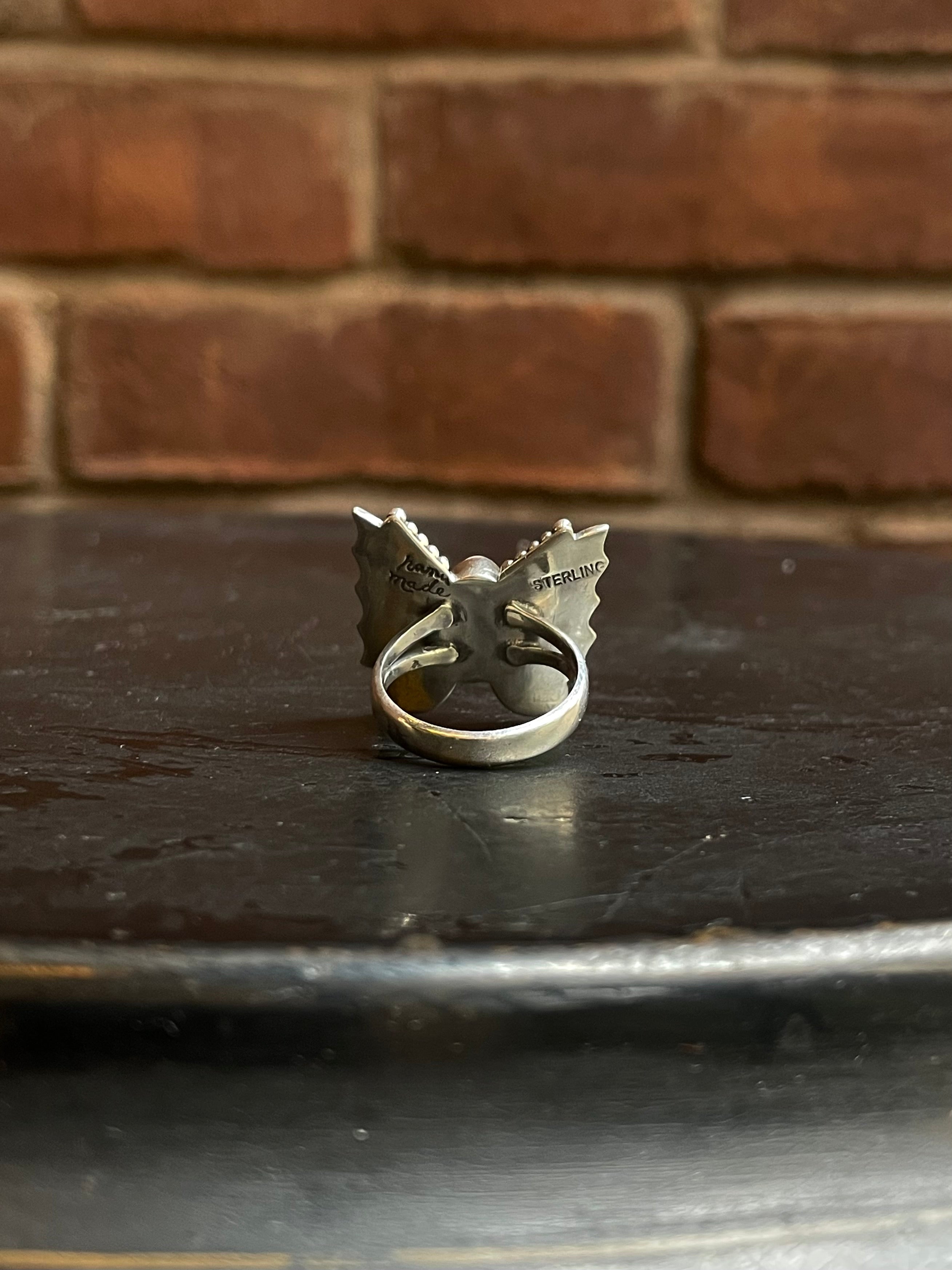 Pink Conch Butterfly Ring Size 7.5 | 925 Sterling Silver Southwest E117