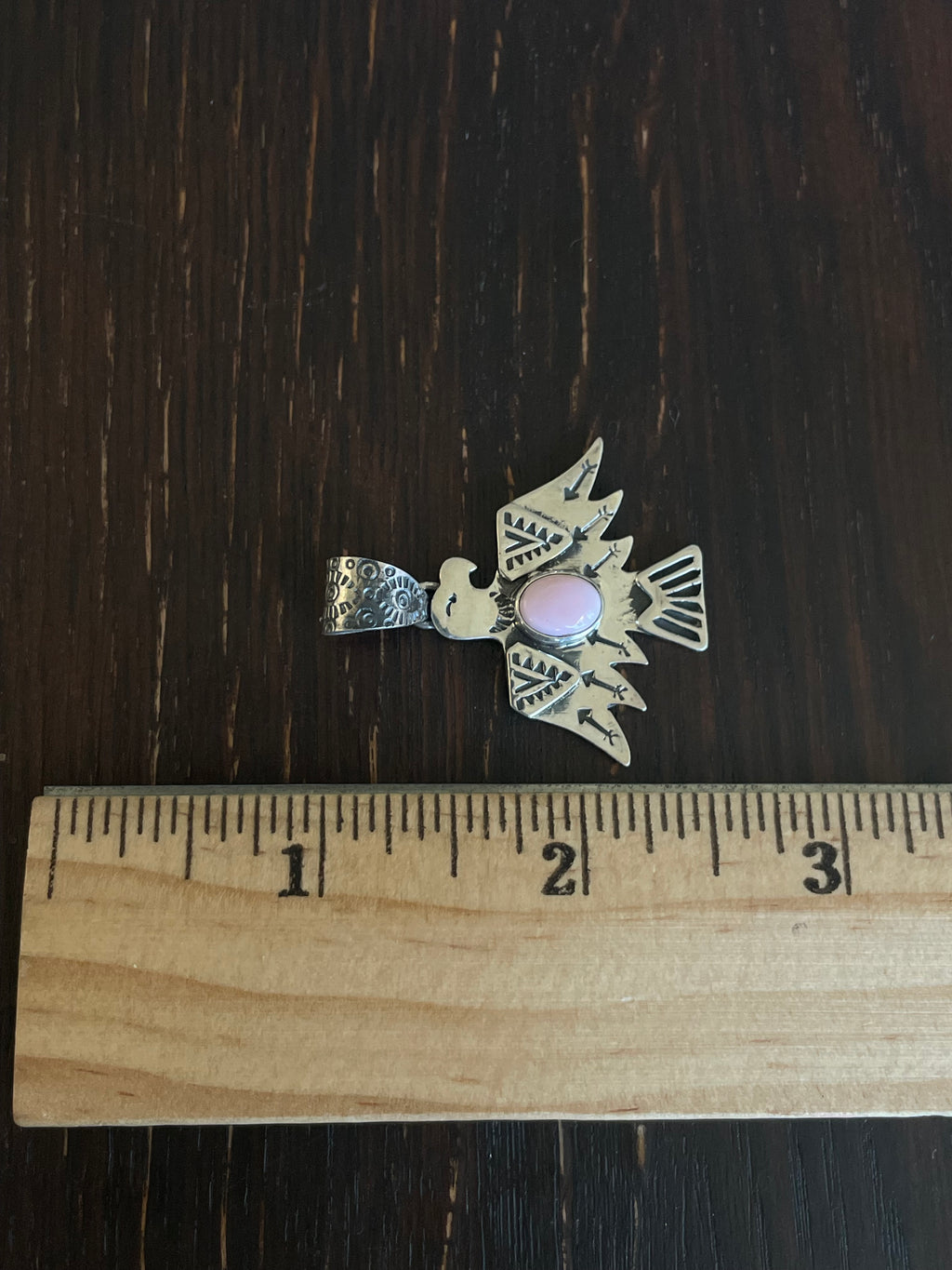 Pink Conch Thunderbird Pendant | Sterling Silver E725
