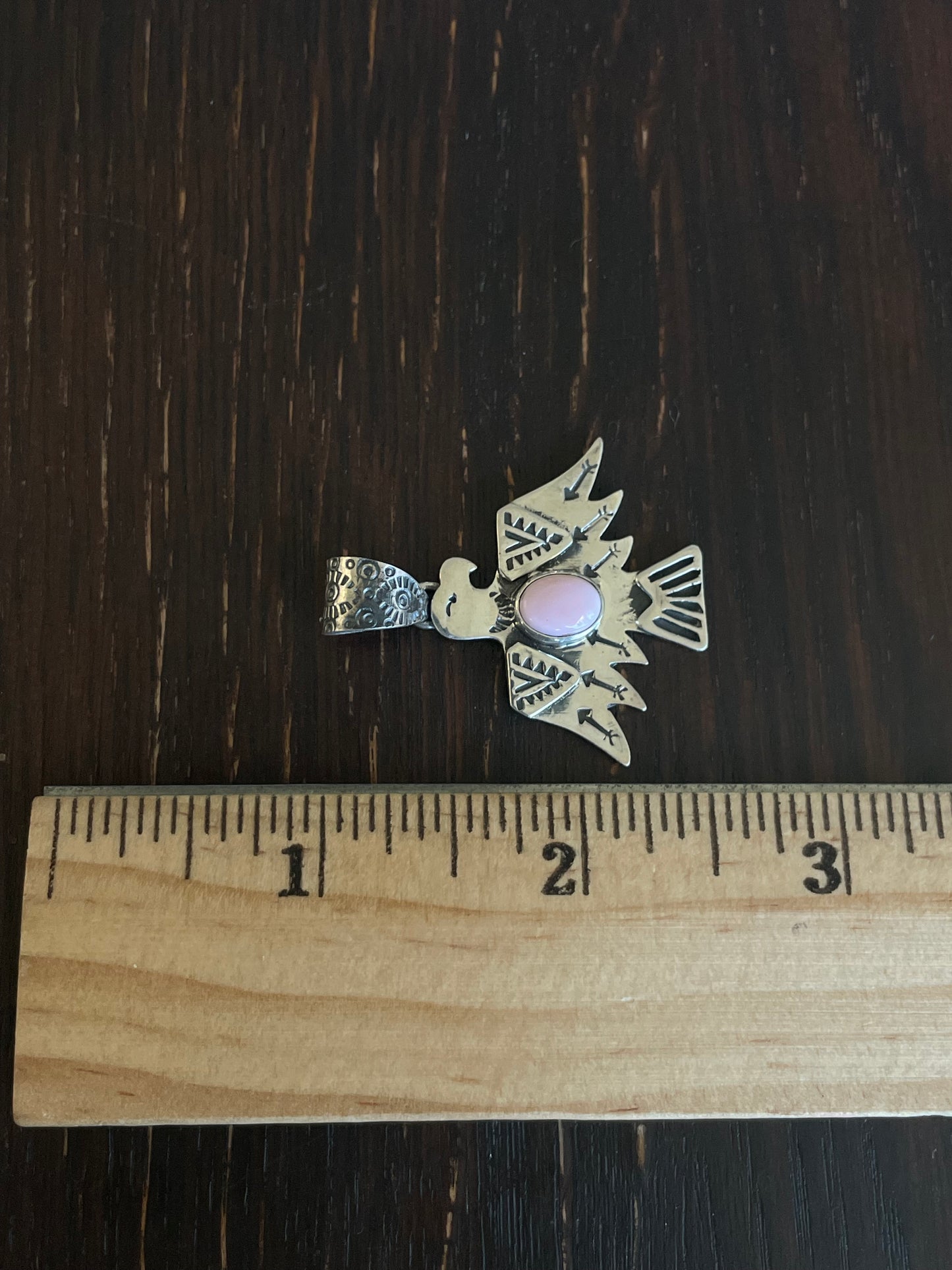 Pink Conch Thunderbird Pendant | Sterling Silver E725