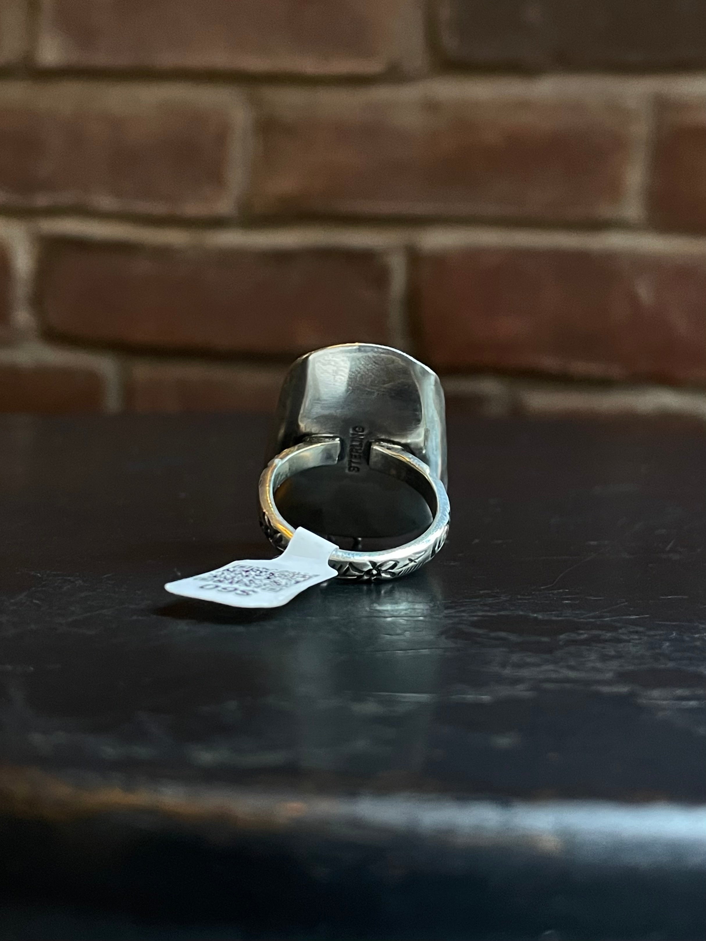 Pink Conch Ring - Hat Design | Sterling Silver | Size 8 | A290