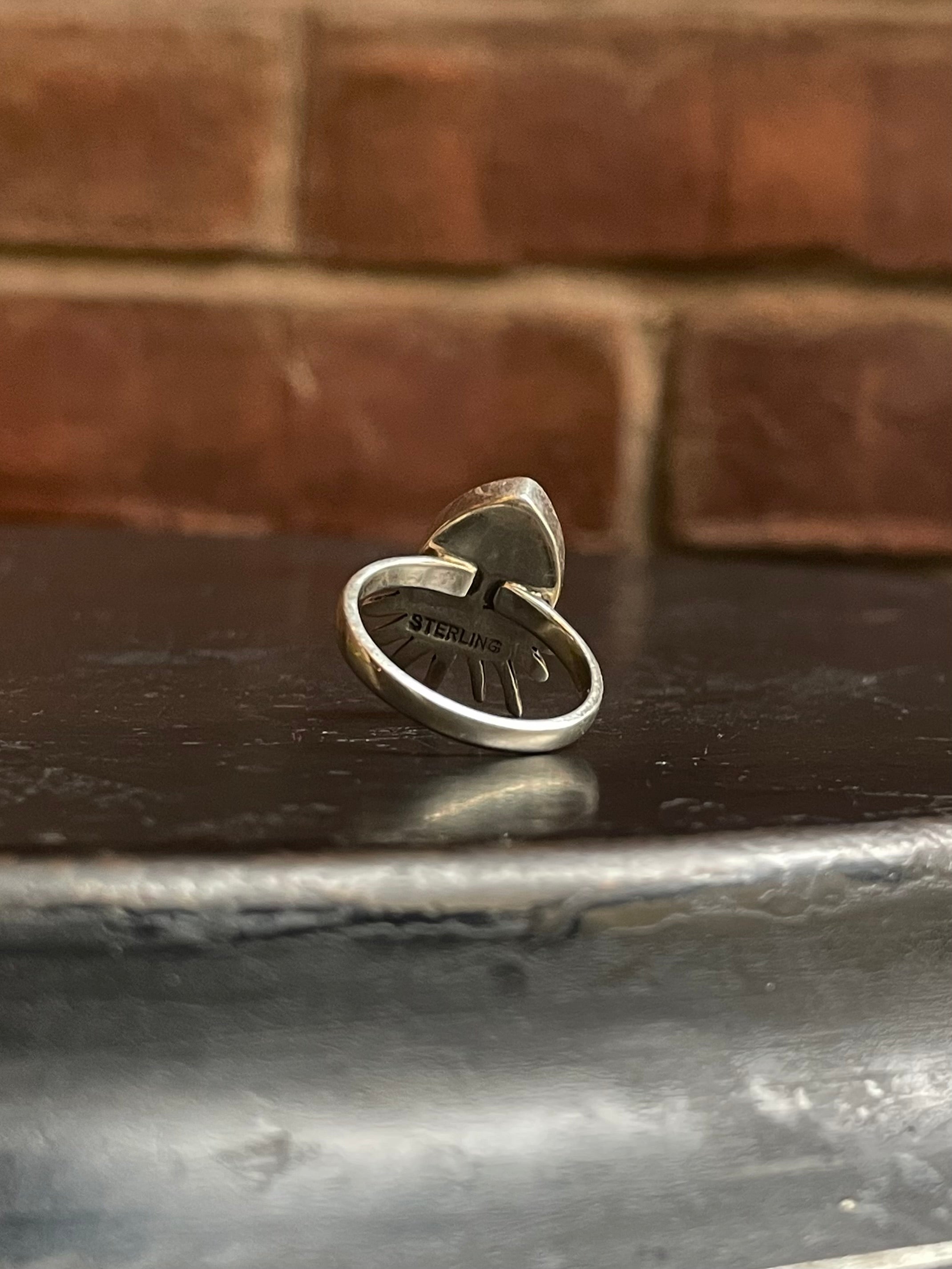 Pink Conch Tear Drop Ring Size 7 | 925 Sterling Silver G160