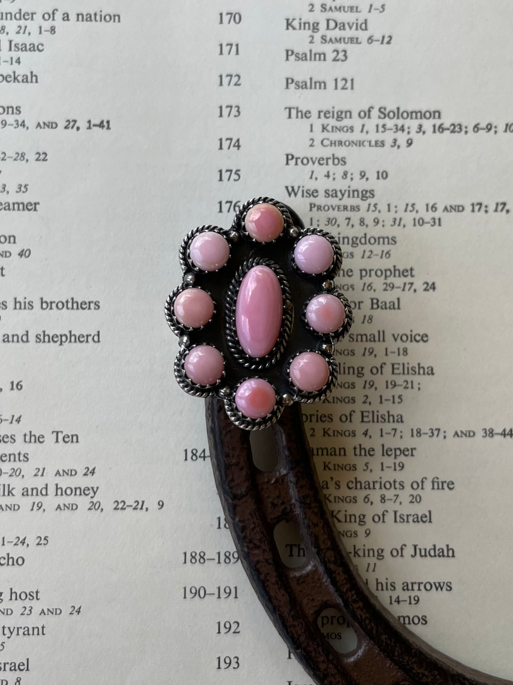 Pink Conch Cluster Ring Size 9 | 925 Sterling Silver G753