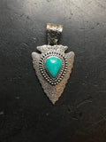 Turquoise Arrowhead Pendant | 925 Sterling Silver E710