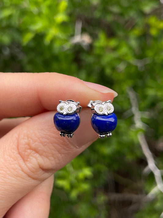 Lapis Flower Stud Earrings | 925 Sterling Silver B612