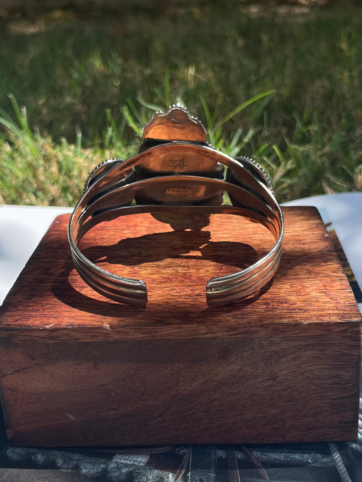 Turquoise Three Stone Cuff Bracelet | 925 Sterling Silver D255