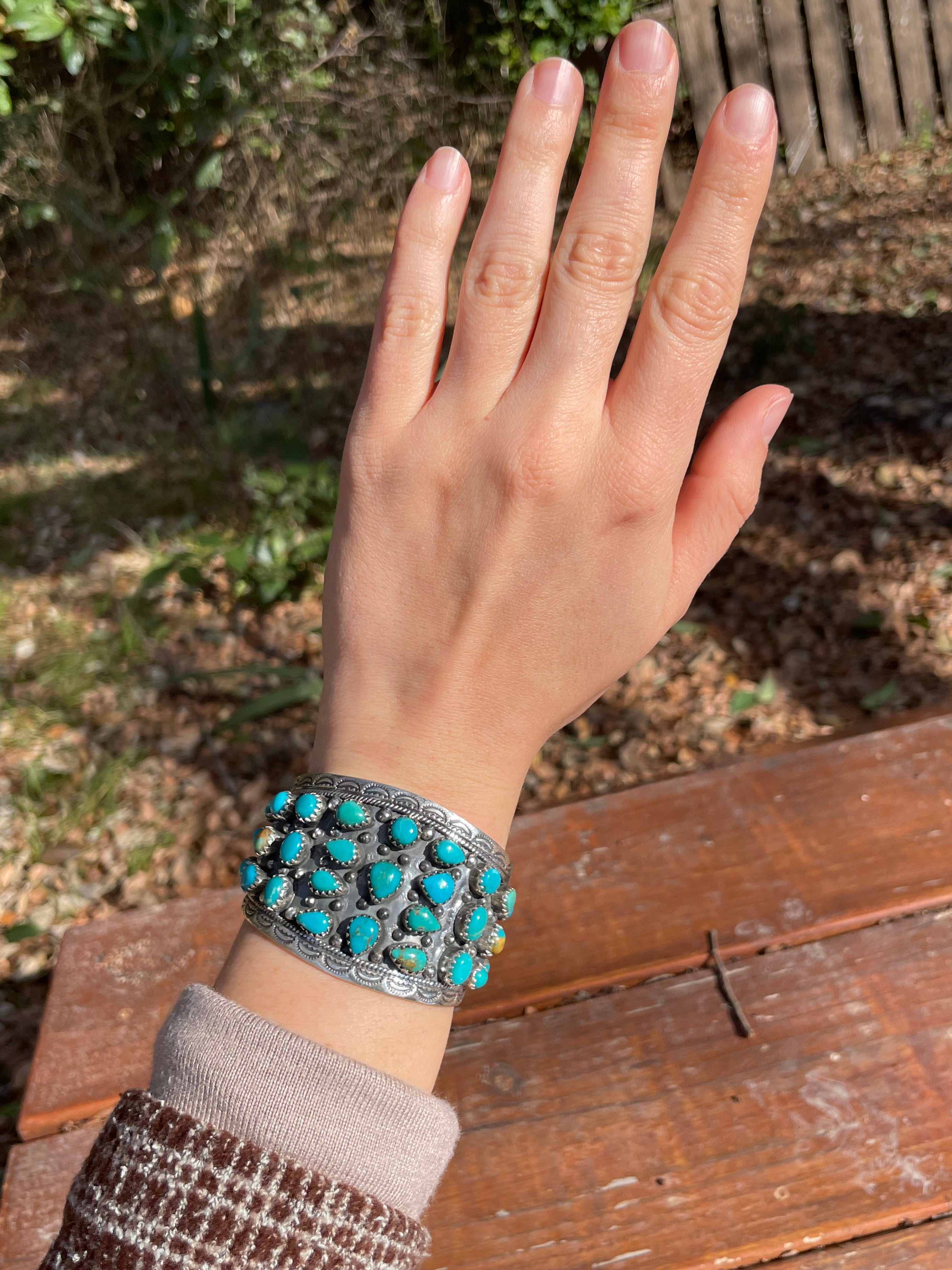 Kingman Turquoise Multi Stone Cuff Bracelet | 925 Sterling Silver D112