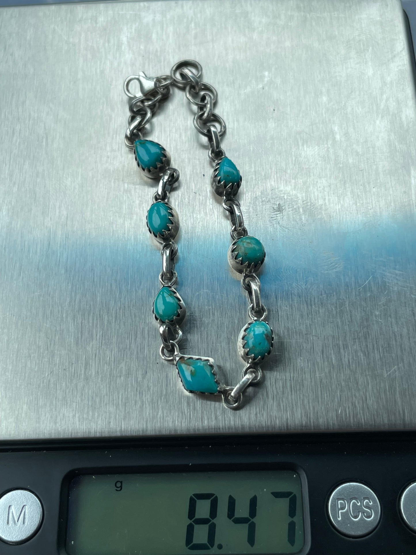 Kingman Turquoise Link Bracelet | 925 Sterling Silver B977