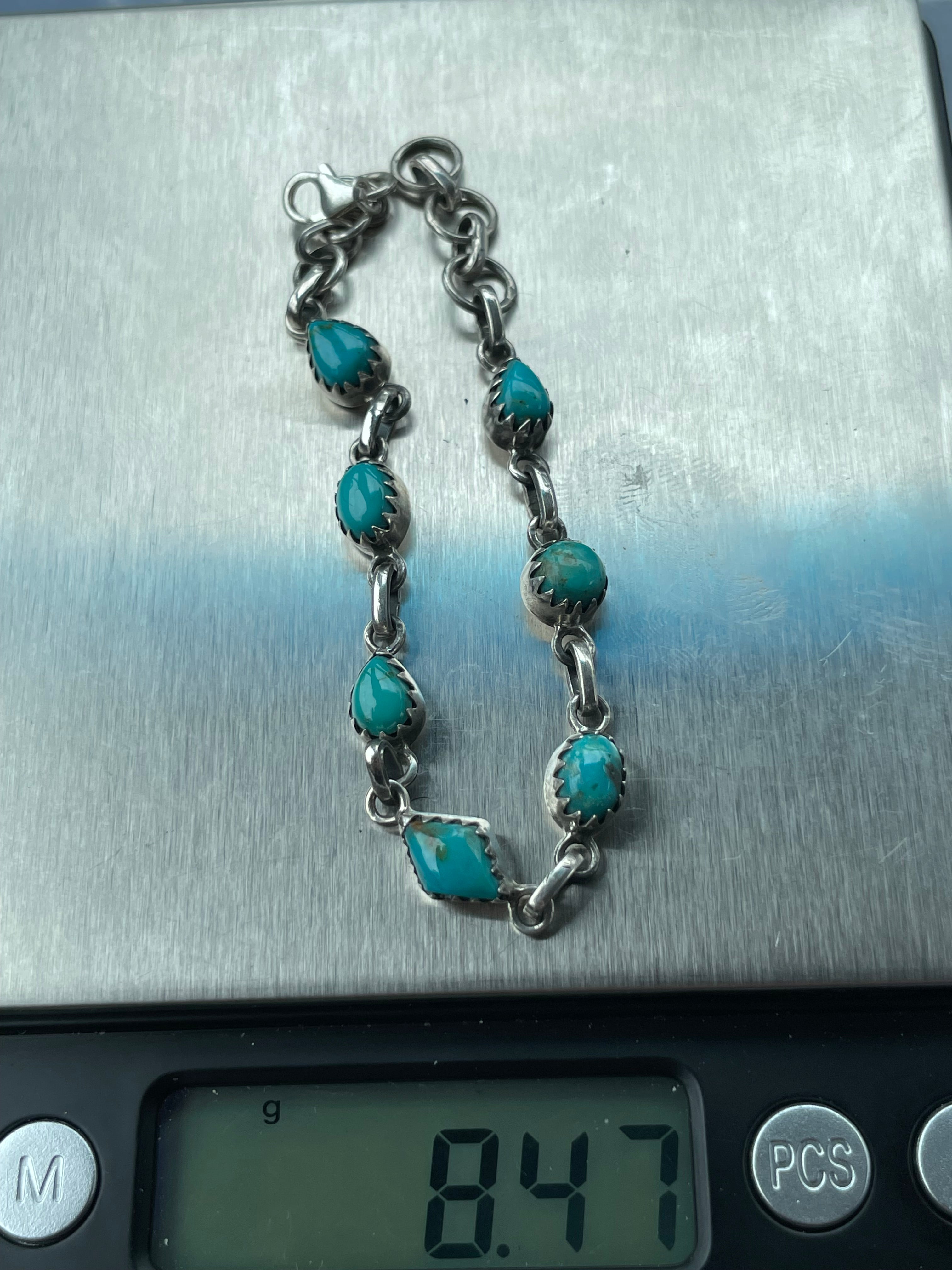 Kingman Turquoise Link Bracelet | 925 Sterling Silver B977