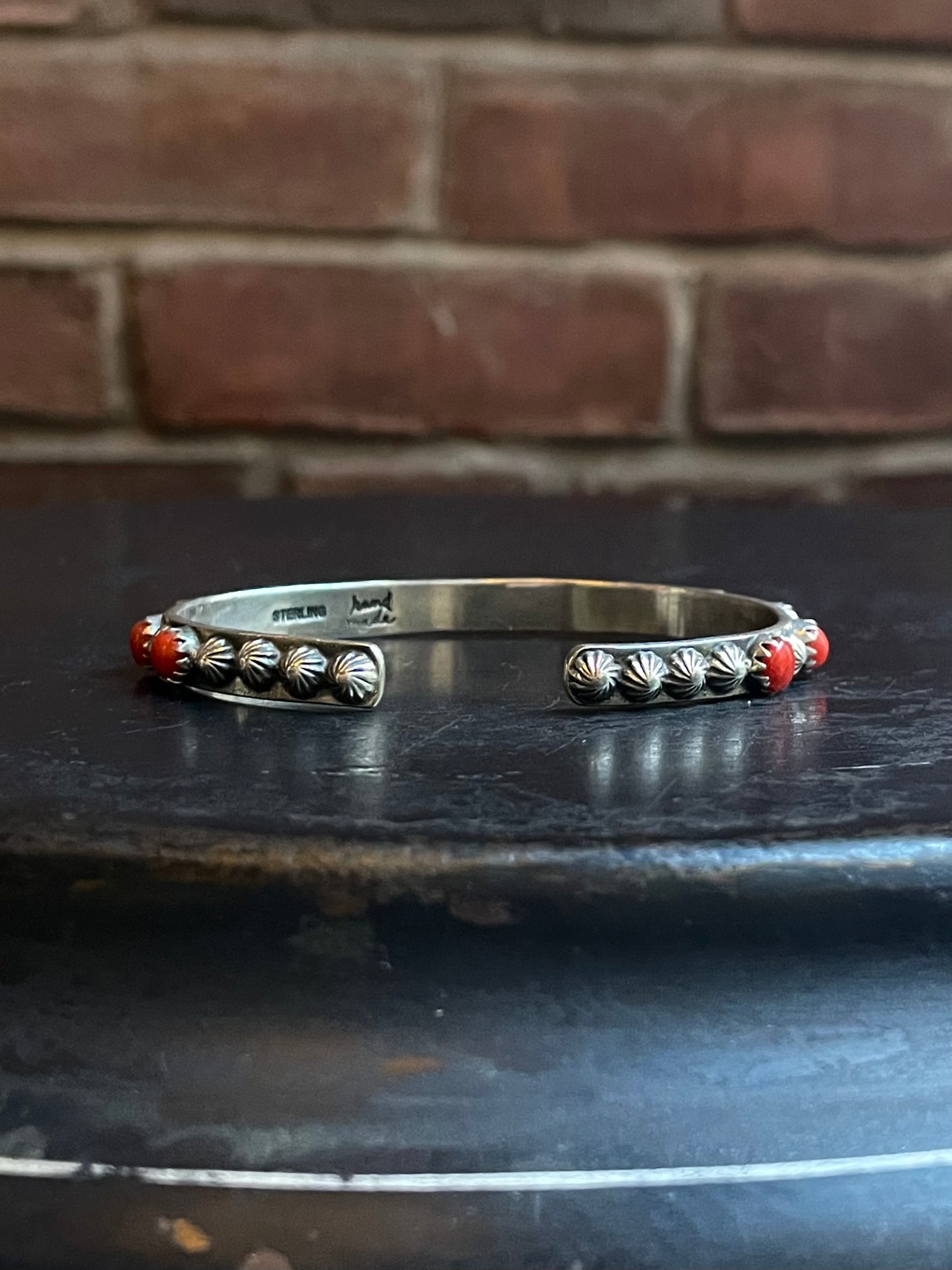 Red Coral Row Cuff | 925 Sterling Silver E499