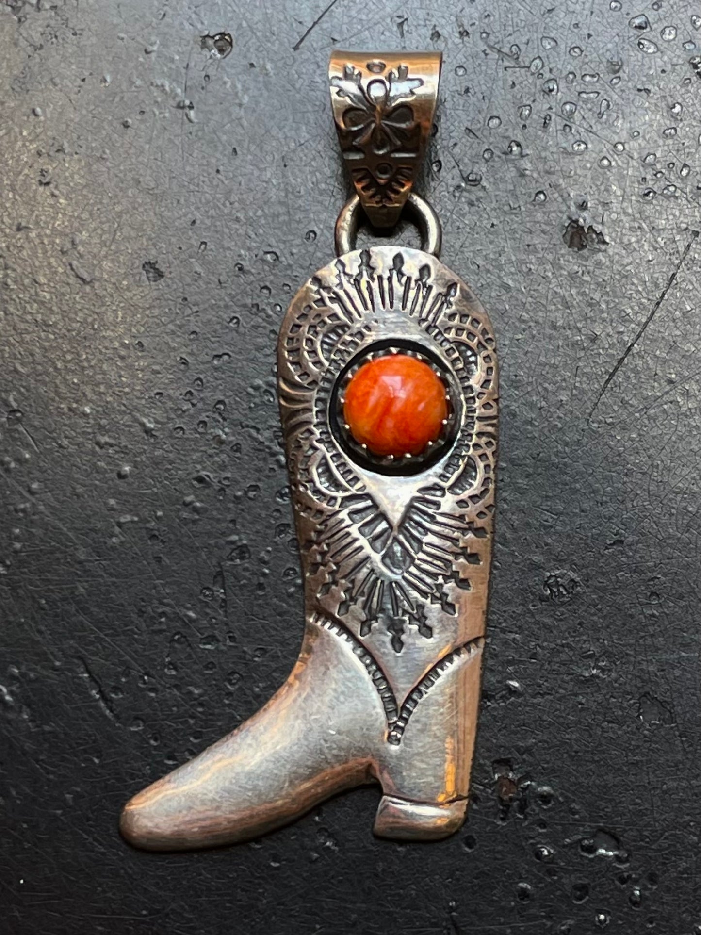 Spiny Oyster Cowboy Boot Pendant | Sterling Silver G434