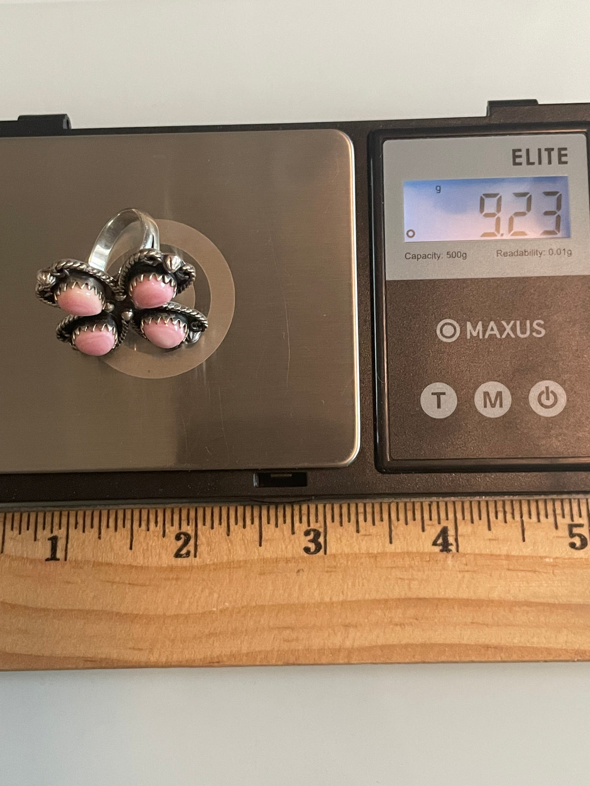 Pink Conch Four Stone Ring Size 6.75 | 925 Sterling Silver G755