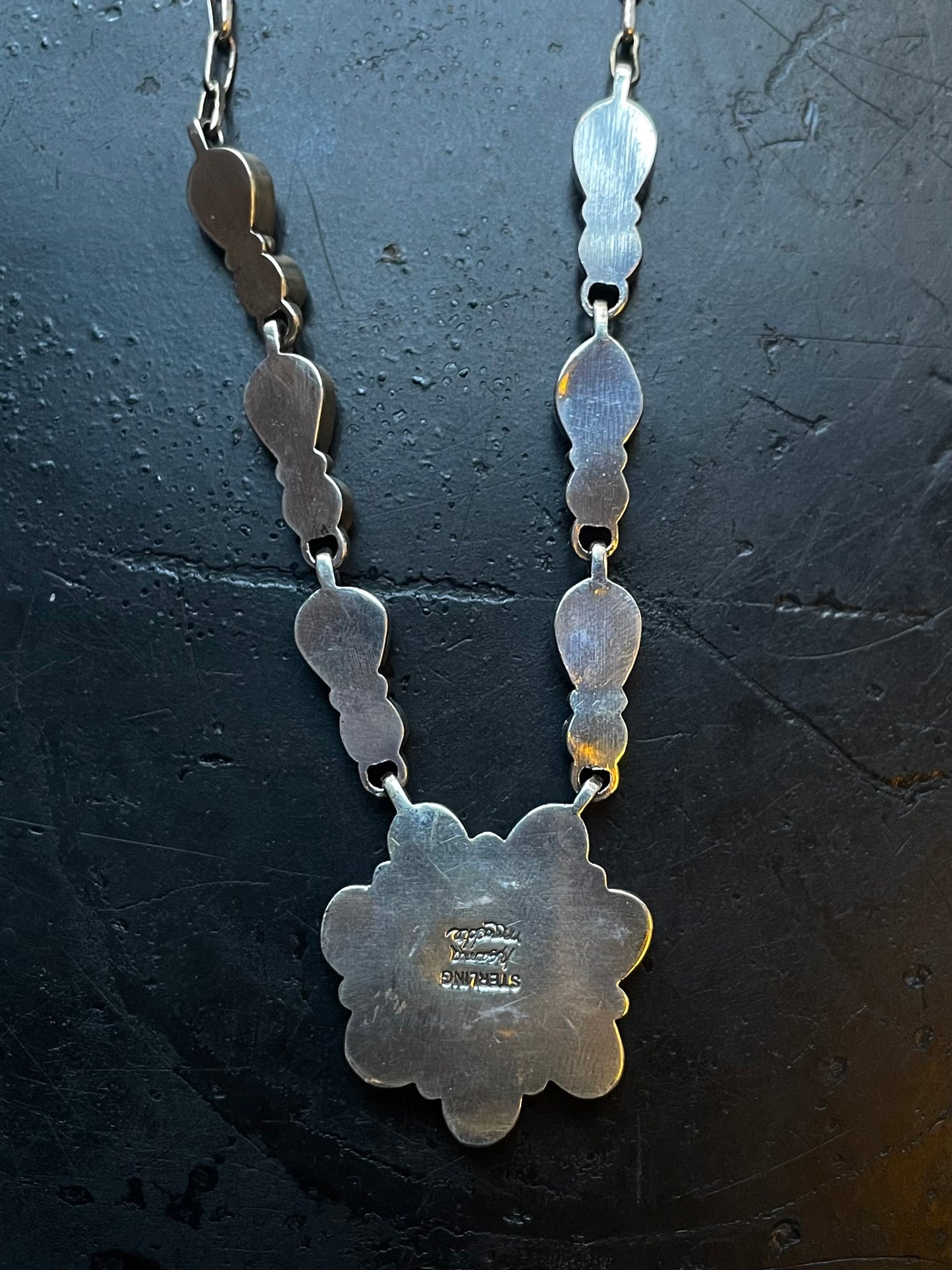 Kingman Turquoise Flower Necklace | 925 Sterling Silver E611