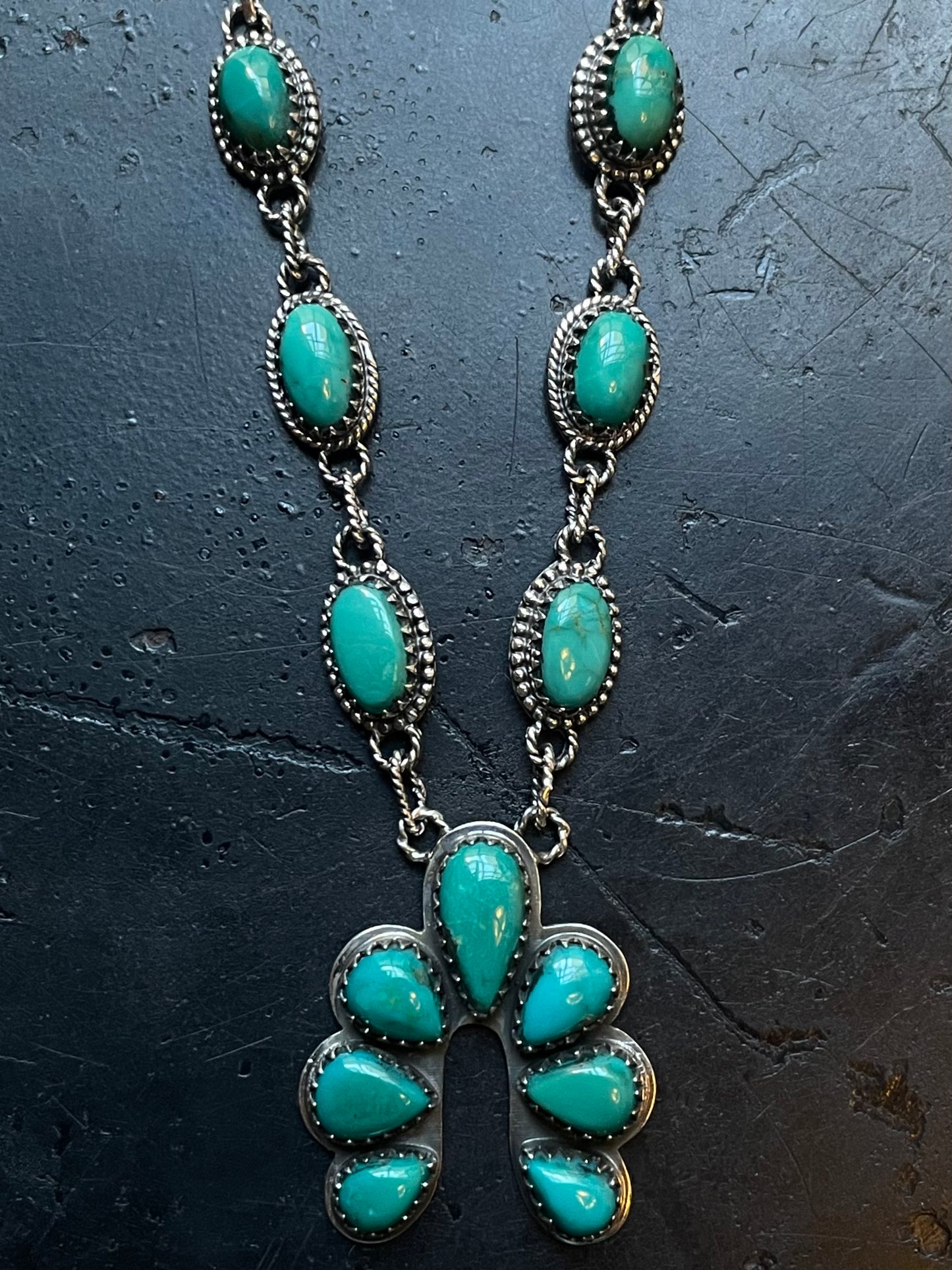 Kingman Turquoise Naja Necklace | 925 Sterling Silver E628