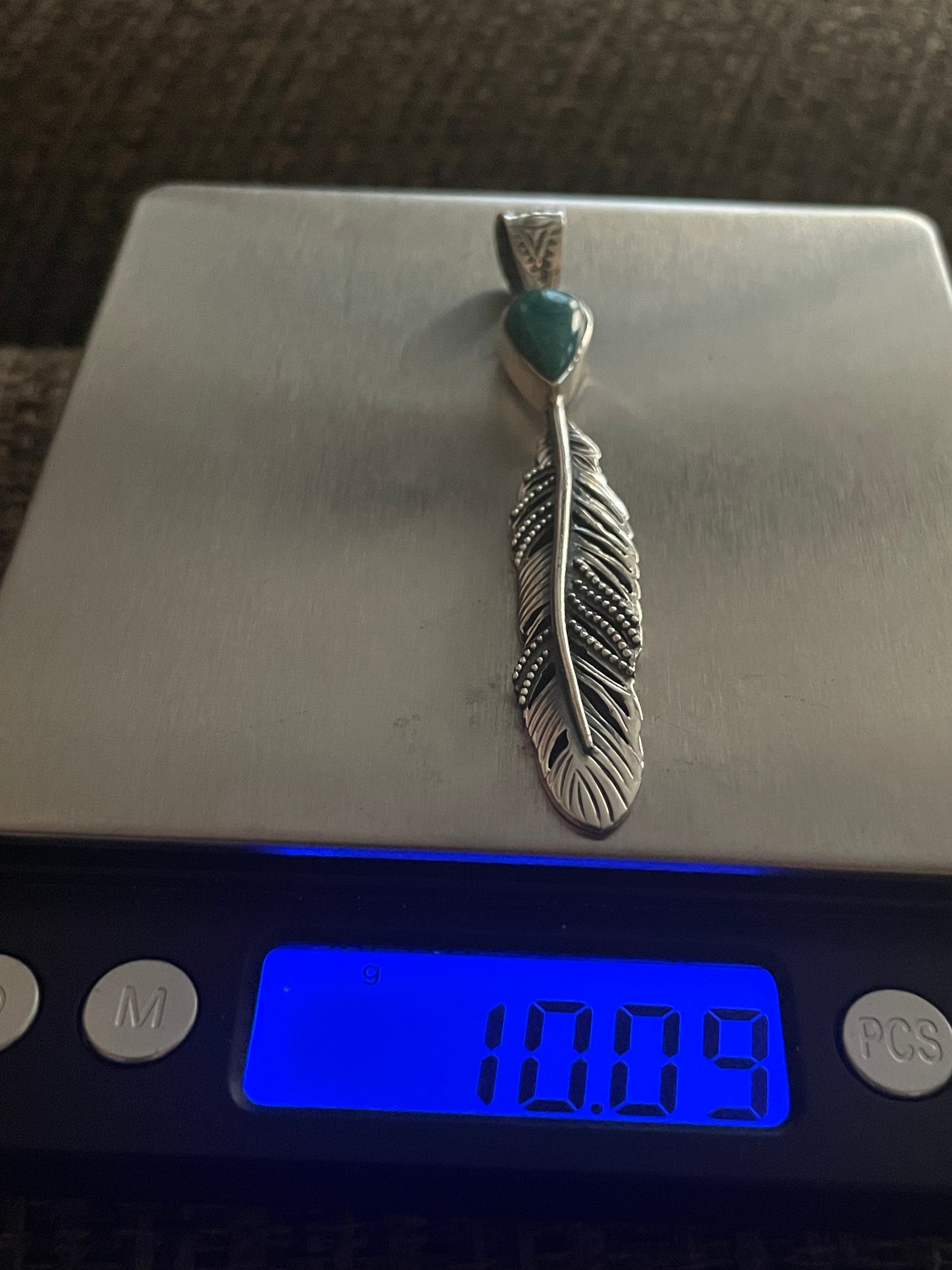 Turquoise Feather Pendant | Sterling Silver 925 B769