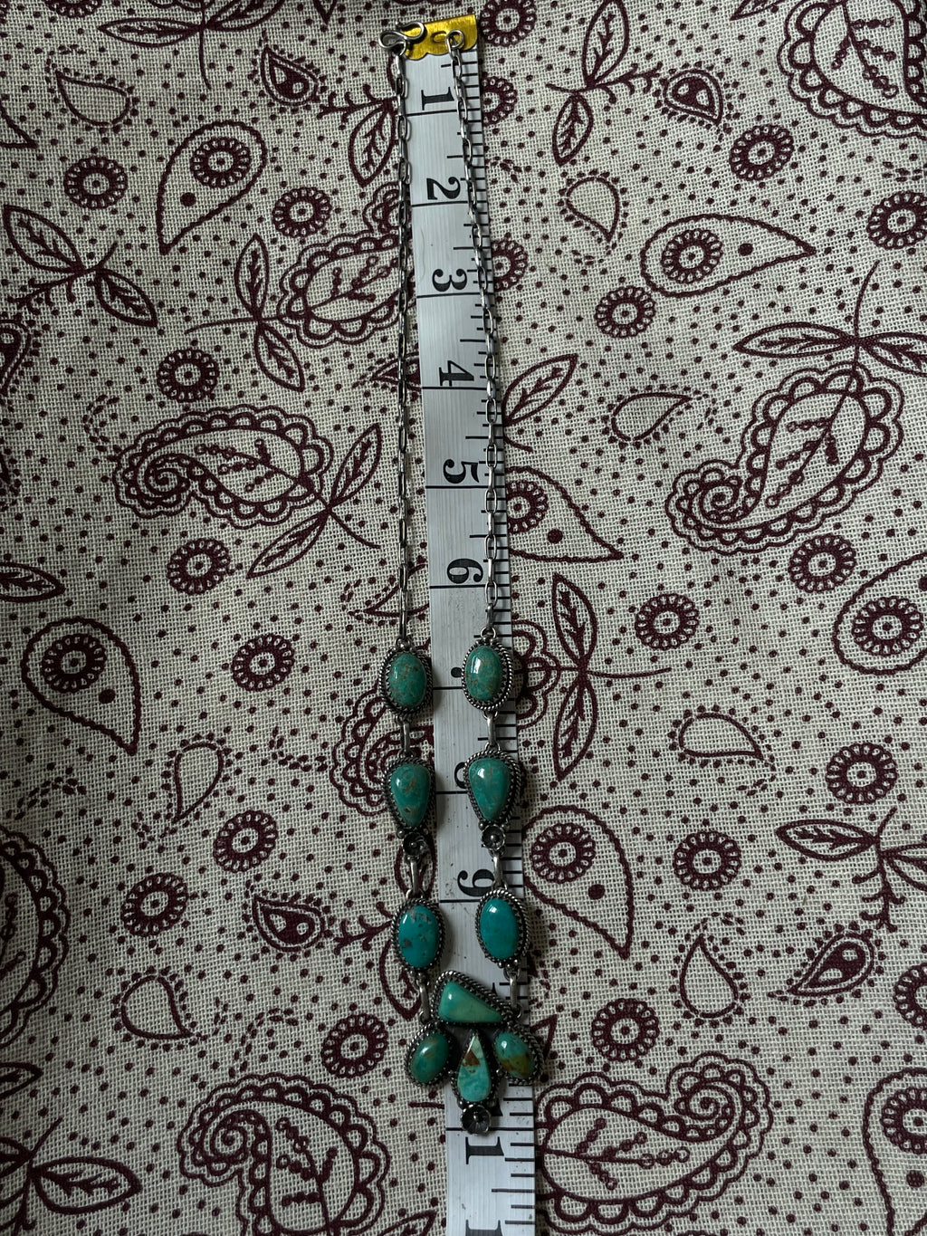 Kingman Turquoise Floral Drop Necklace | 925 Sterling Silver D322