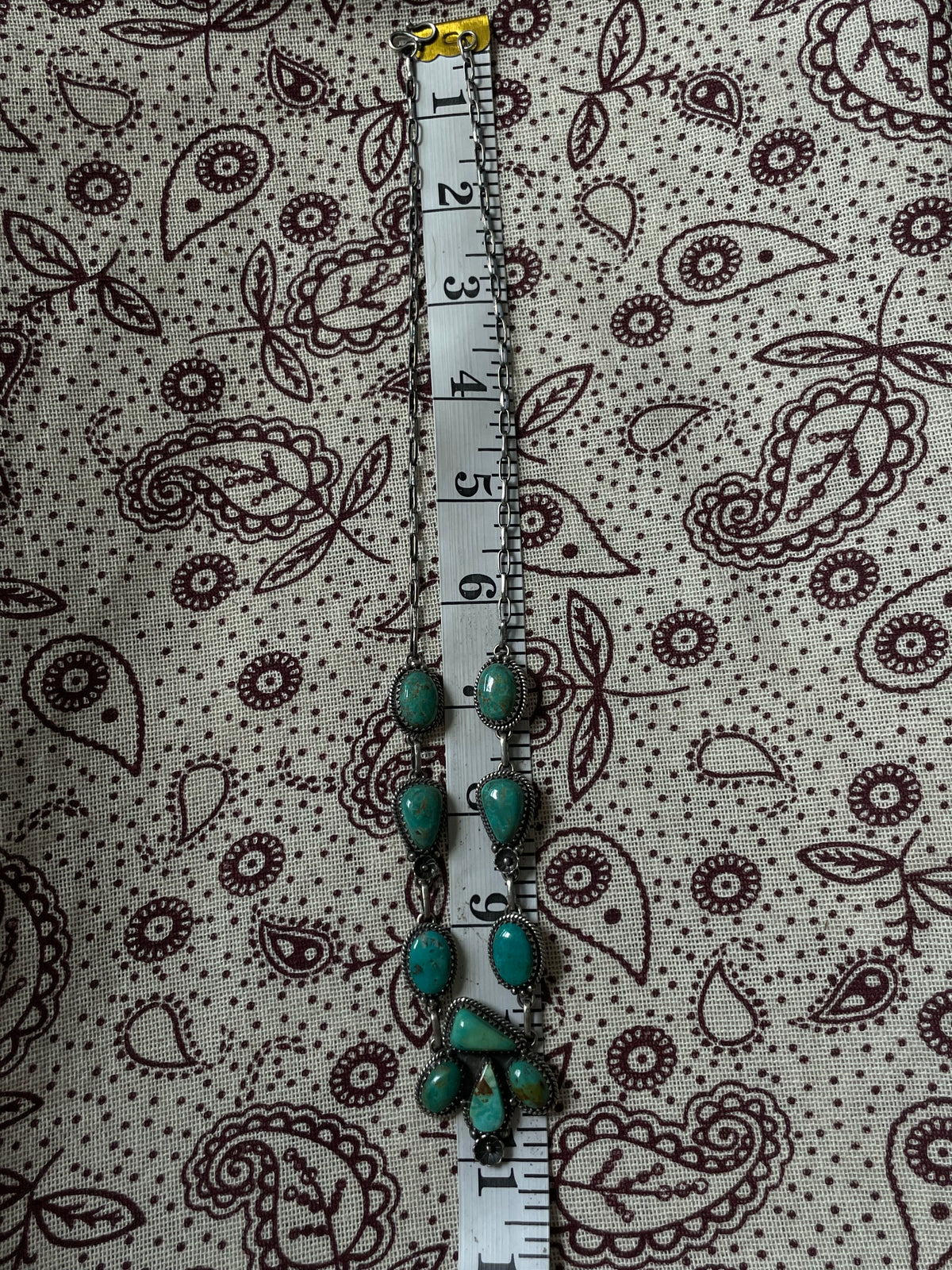 Kingman Turquoise Floral Drop Necklace | 925 Sterling Silver D322