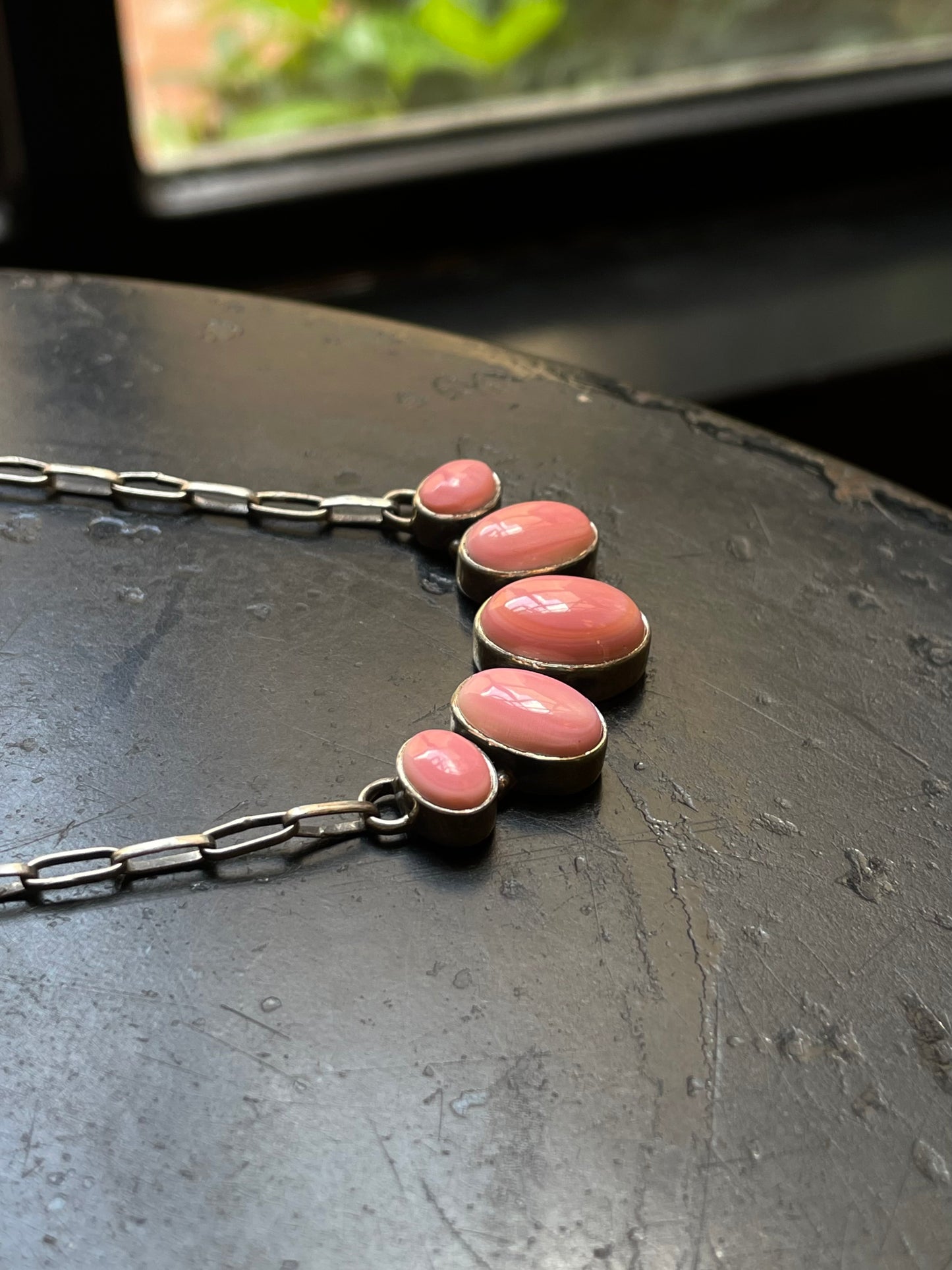 Pink Conch Bar Necklace | 925 Sterling Silver E973