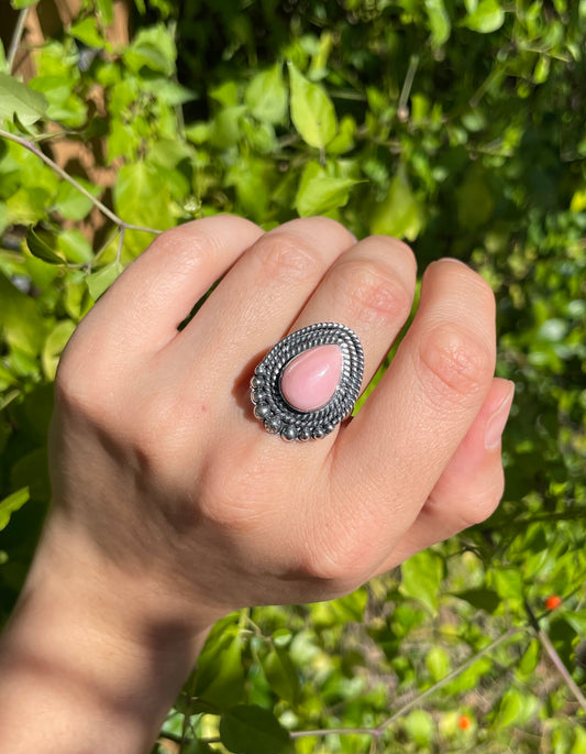 Pink Conch Single Stone Ring | 925 Sterling Silver | Size 7 B309