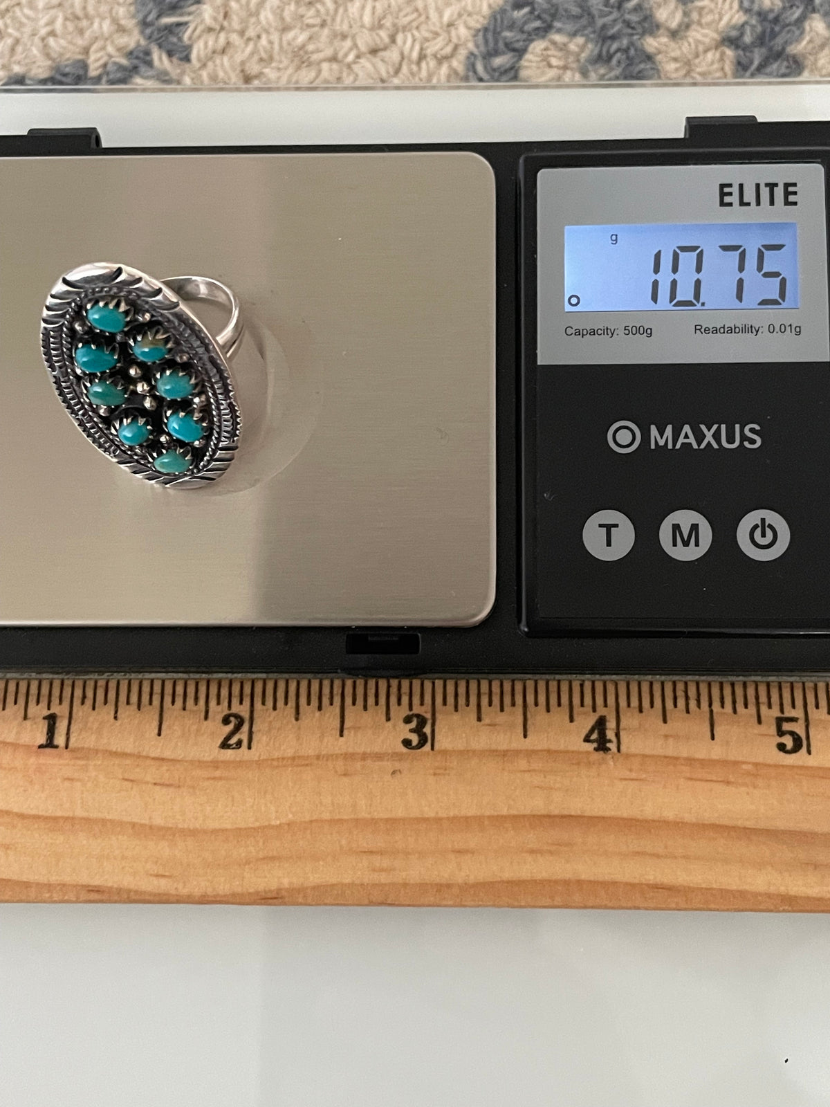Turquoise Cluster Ring Size 9 | 925 Sterling Silver G754