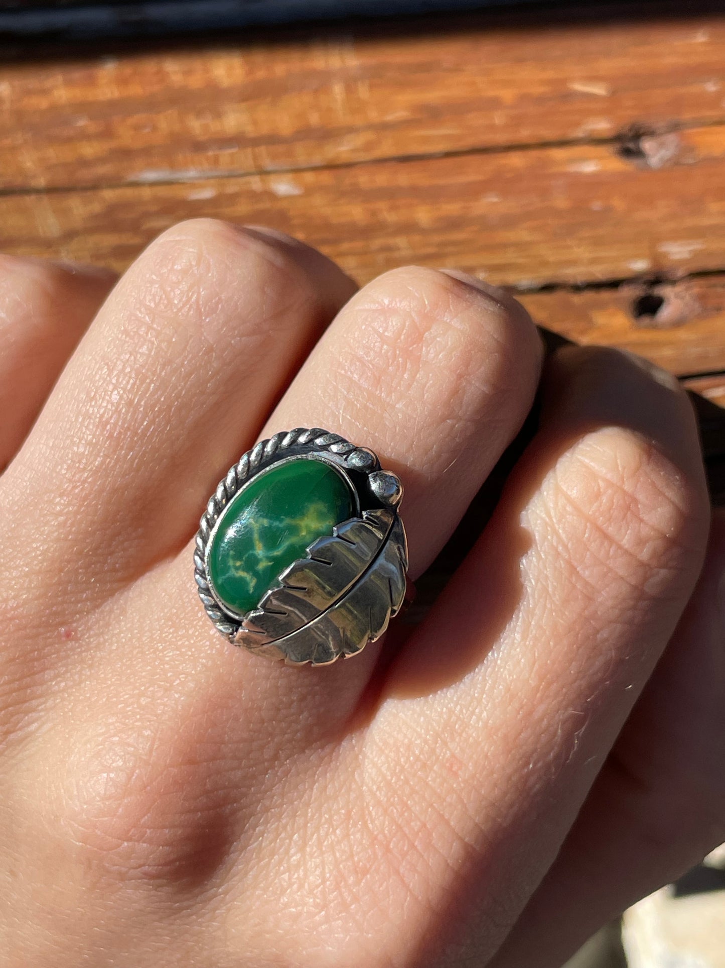 Turquoise Feather Ring Size 7 | 925 Sterling Silver B935