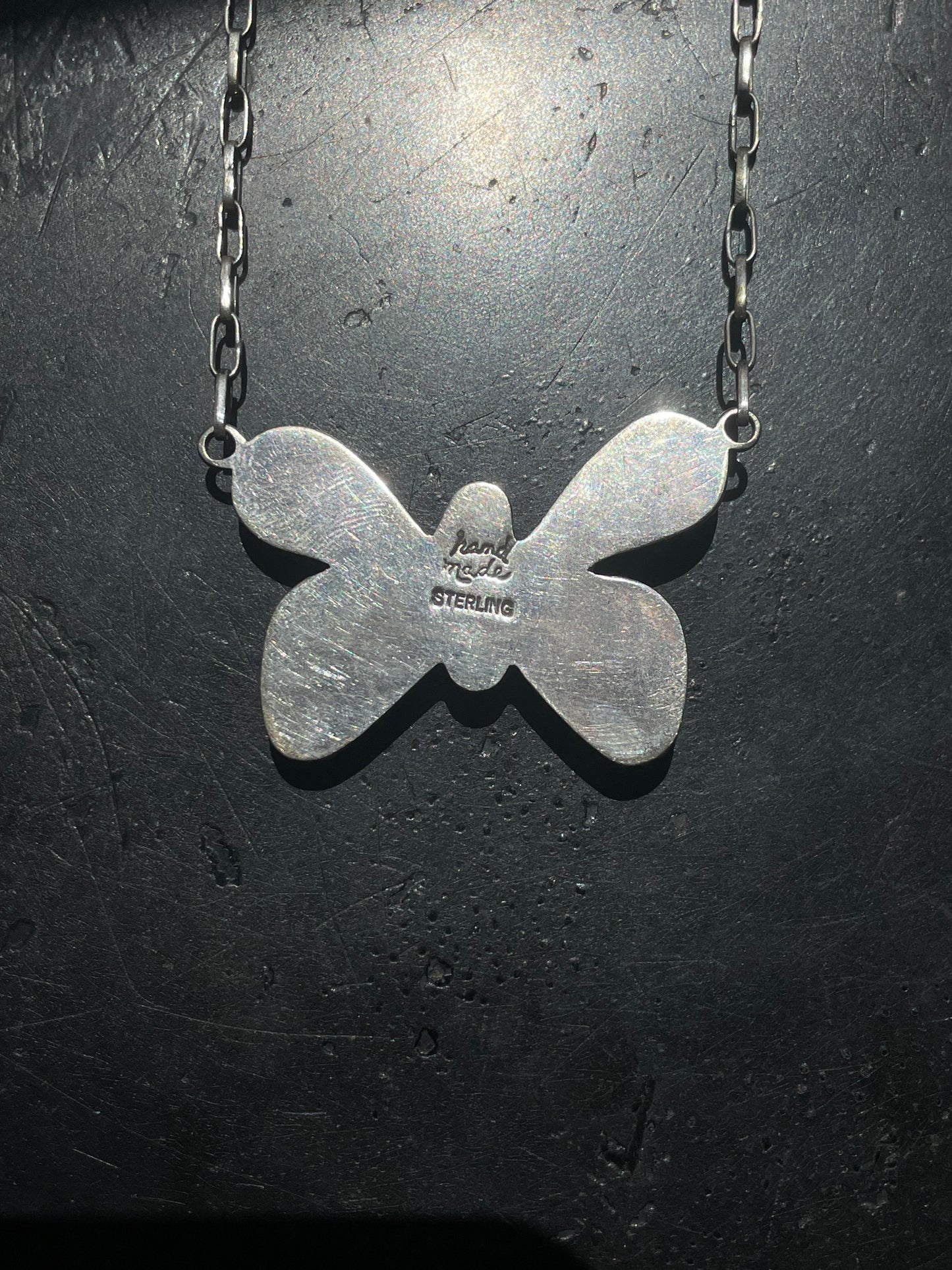 Kingman Turquoise Butterfly Necklace | Sterling Silver G419